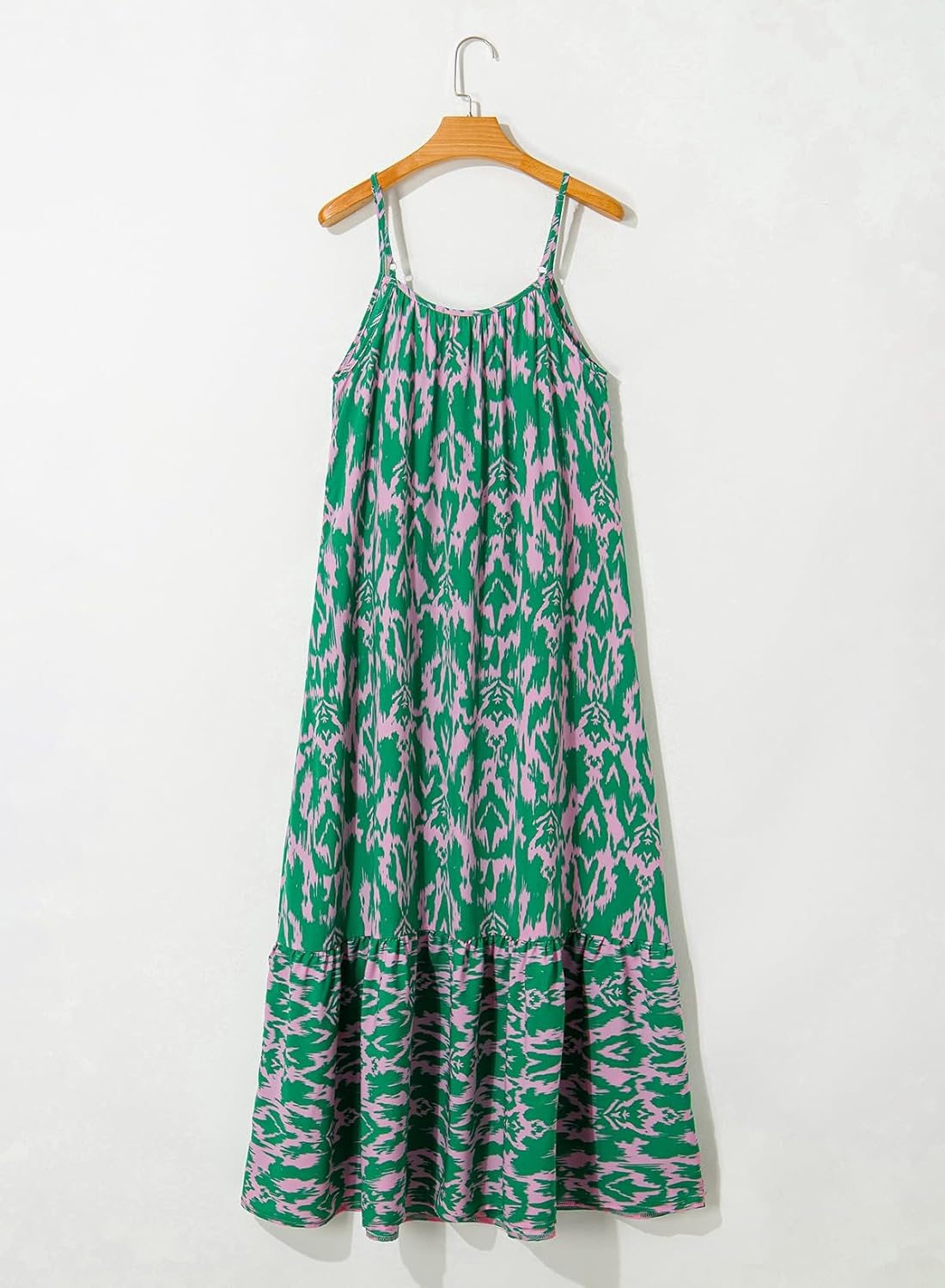 Dokotoo Women Summer Dresses 2026 Spaghetti Strap Scoop Neck Smocked Ruffle Flowy Boho Maxi Dress - Image 5