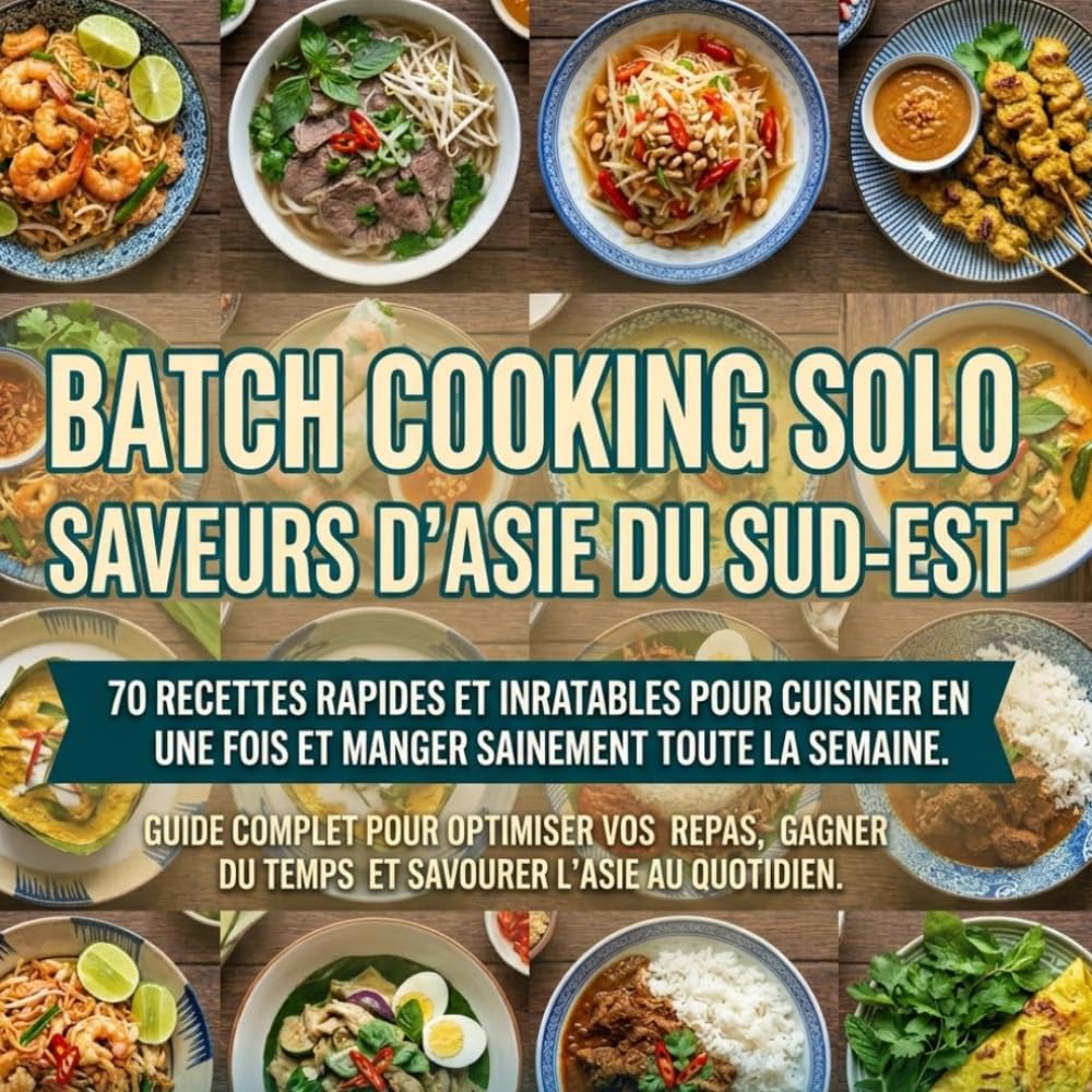 Batch Cooking Solo : Saveurs d'Asie du Sud-Est: 70 recettes rapides et inratables pour cuisiner en une fois et manger sainement toute la semaine. ... du temps et savourer l'Asie au quotidien.