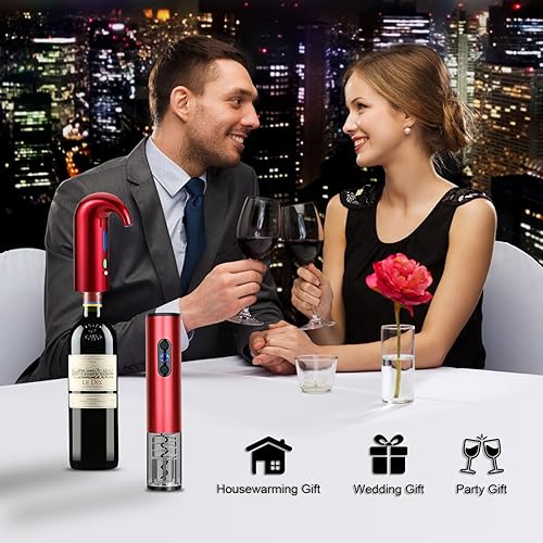 Miniatura 5 de Abridor eléctrico de botellas de vino, color rojo