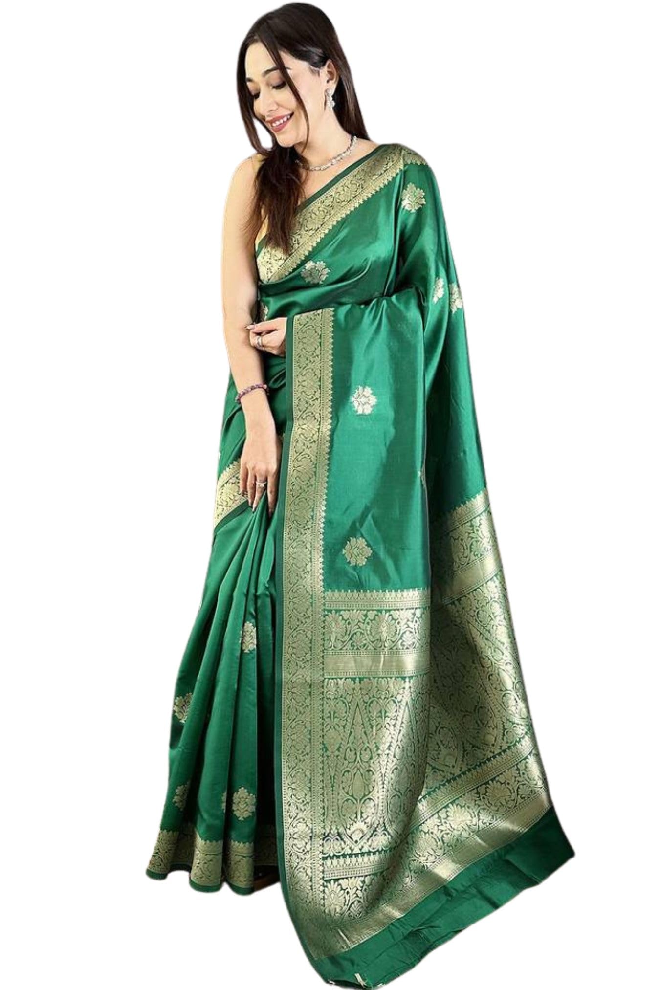 SGF11 Women's Kanjivaram Pure Soft Silk Saree With Unstitched Blouse Piece product image 7