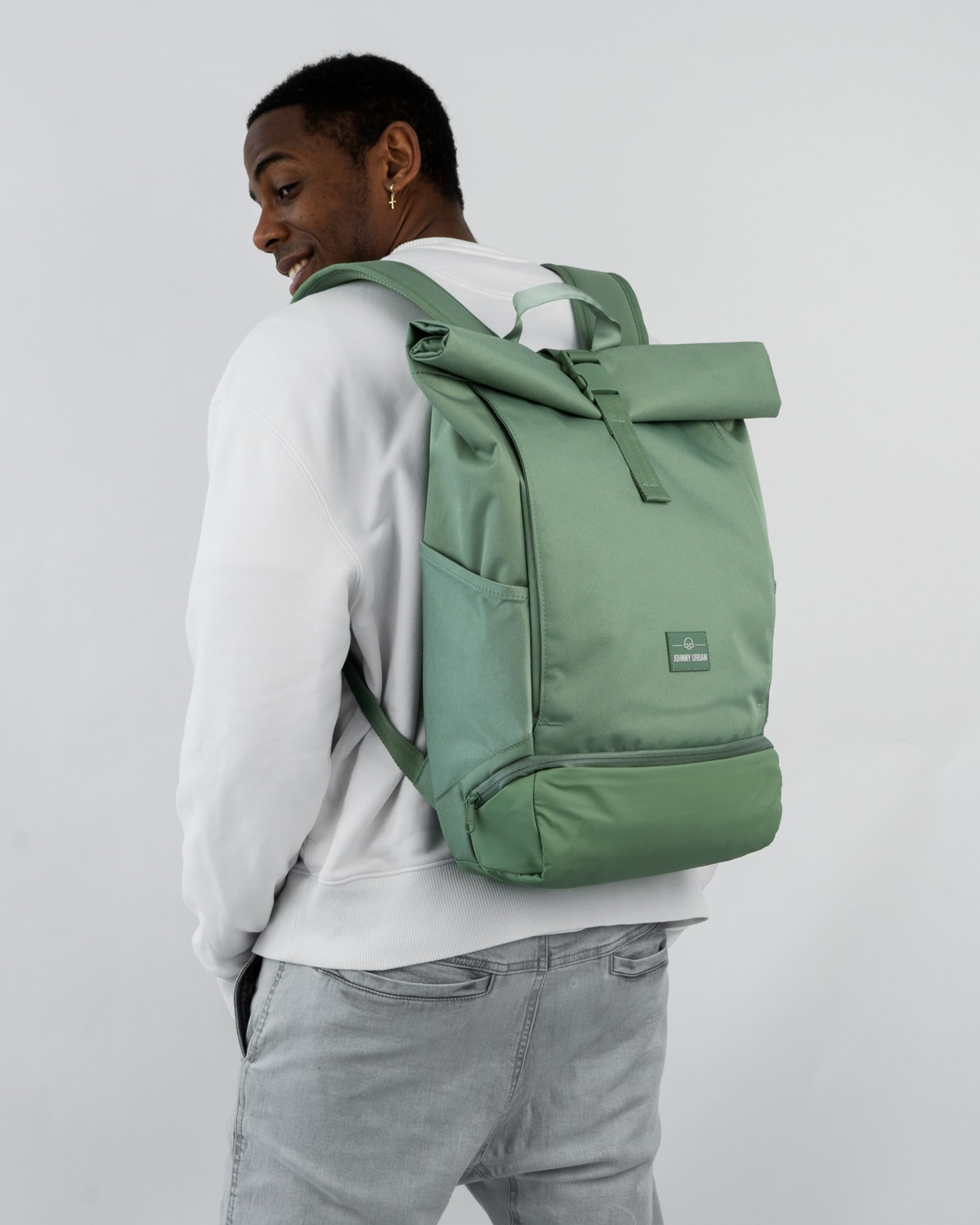 Johnny Urban Mochila Enrollable Mujer Hombre Verde - Allen Large - Grande Bolso para Escolar, Universidad, Trabajo - Compartimento para Portátil - Repelente al Agua
