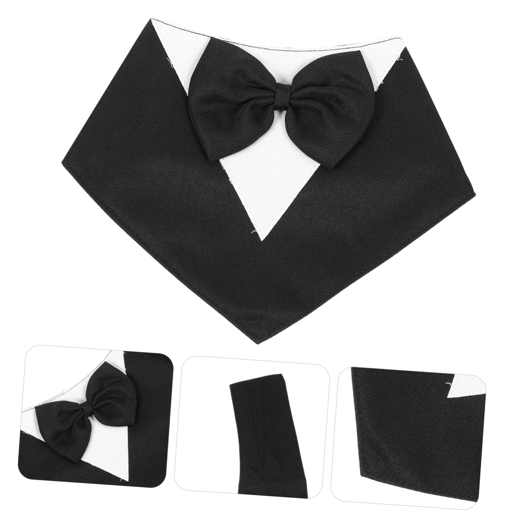 BESPORTBLE 5pièces Collier Bandana pour Chien avec Nœud Costume Élégant pour Fête Anniversaire Mariage Et Événements Spéciaux Noir