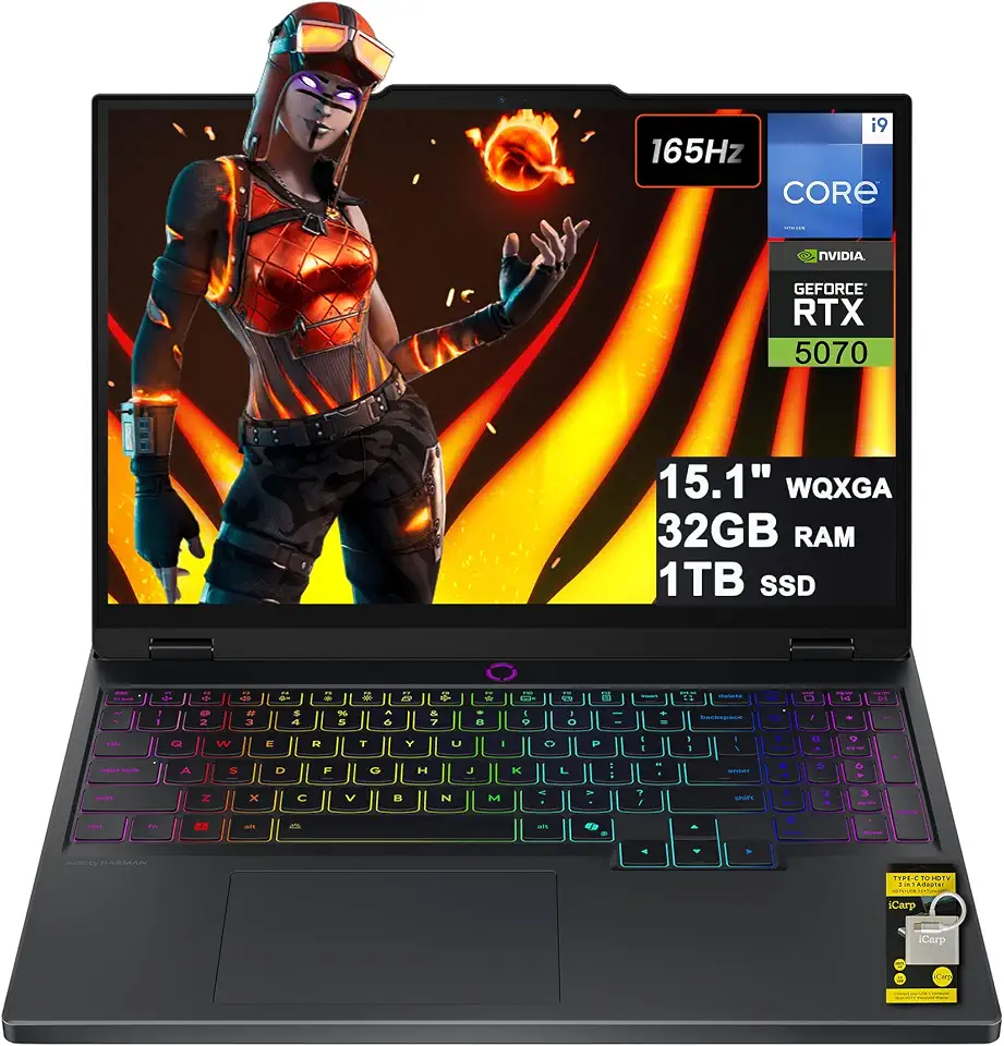 Lenovo Legion 5i AI-Powered Gaming Laptop 15.1" WQXGA 2560x1600 OLED 165Hz Intel 24-core i9-14900HX 32GB RAM 1TB SSD GeForce RTX 5070 DLSS4 (Up to 798 AI Tops) RGB Backlit Win11 ICP Hub w/Copilot AI