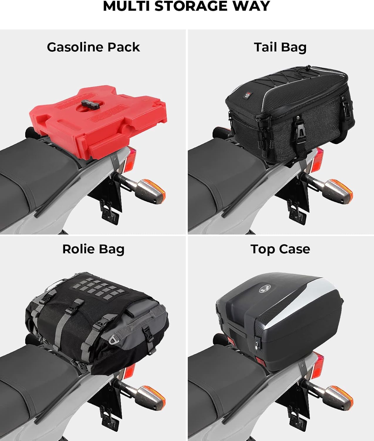 KEMIMOTO Motorcycle Rear Luggage Rack Compatible with TW200 1987-2026 Rear Rack Carrier Enduro Luggage Rack Rear Tail Storage Rack