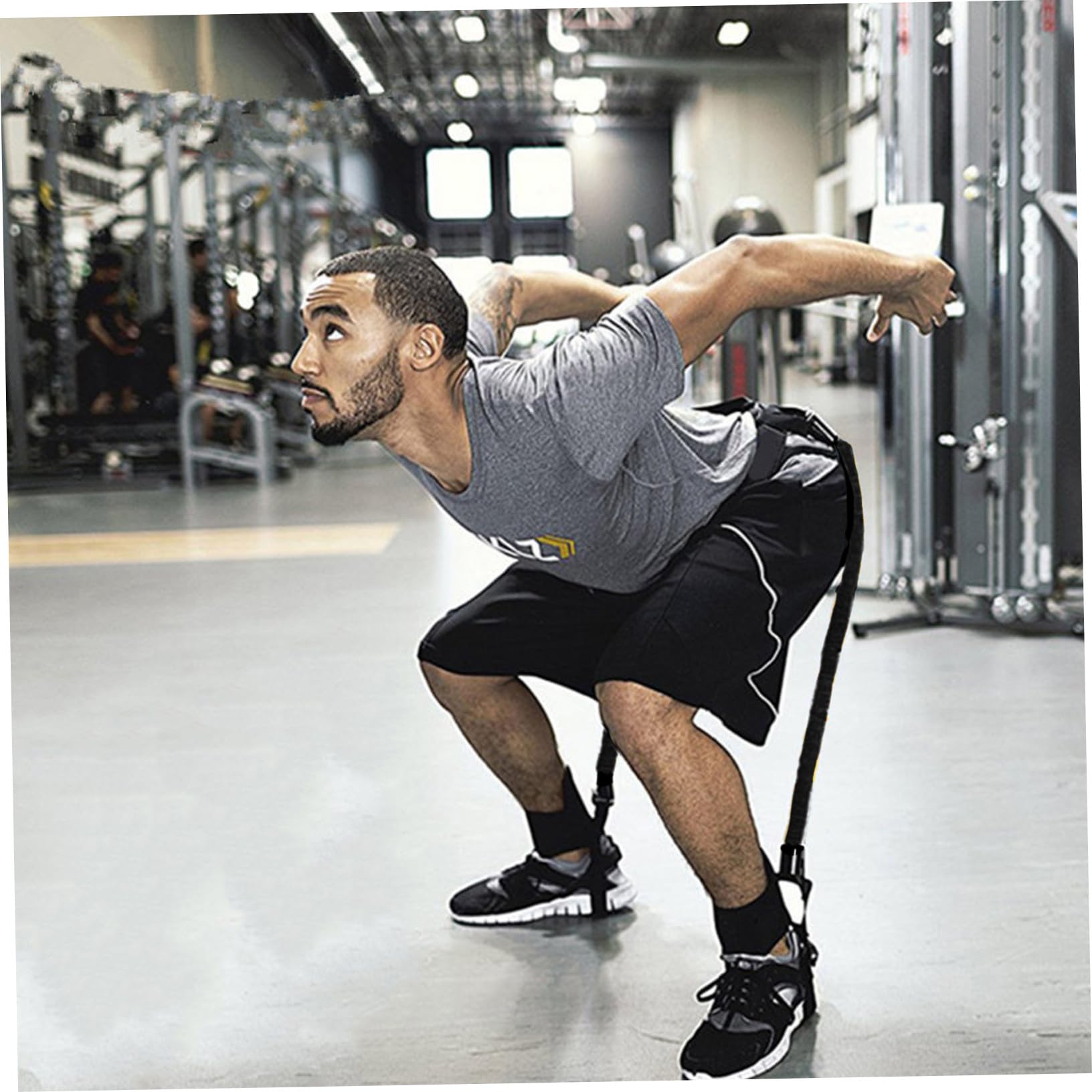 POPETPOP Fasce di Resistenza per Allenamento Salto Basket Regolabili in Lattice Nero Set da 2 (40 Lbs) Attrezzatura Sportiva per Potenziamento Muscolare Gambe Uso Domestico e Palestra