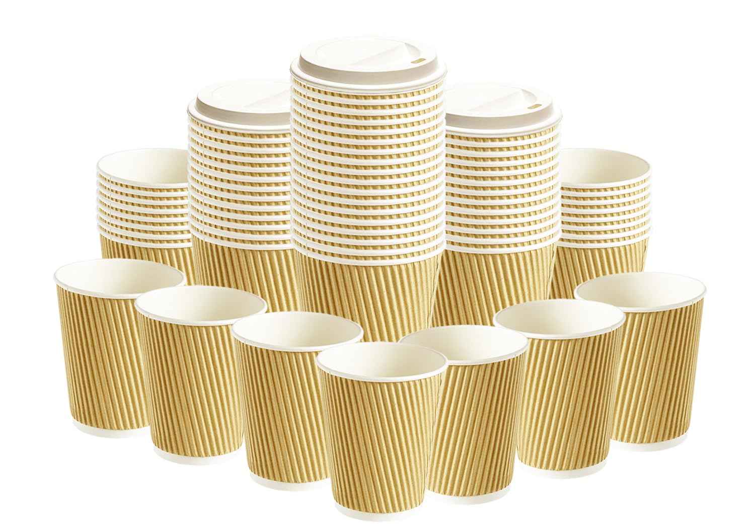 Filiżanki do kawy 350 ml izolowane papierowe kubki z papieru pakowego 3-warstwowe, jednorazowe, izolowane kubki papierowe do herbaty, kawy, cappuccino, gorących napojów (1000 filiżanek)