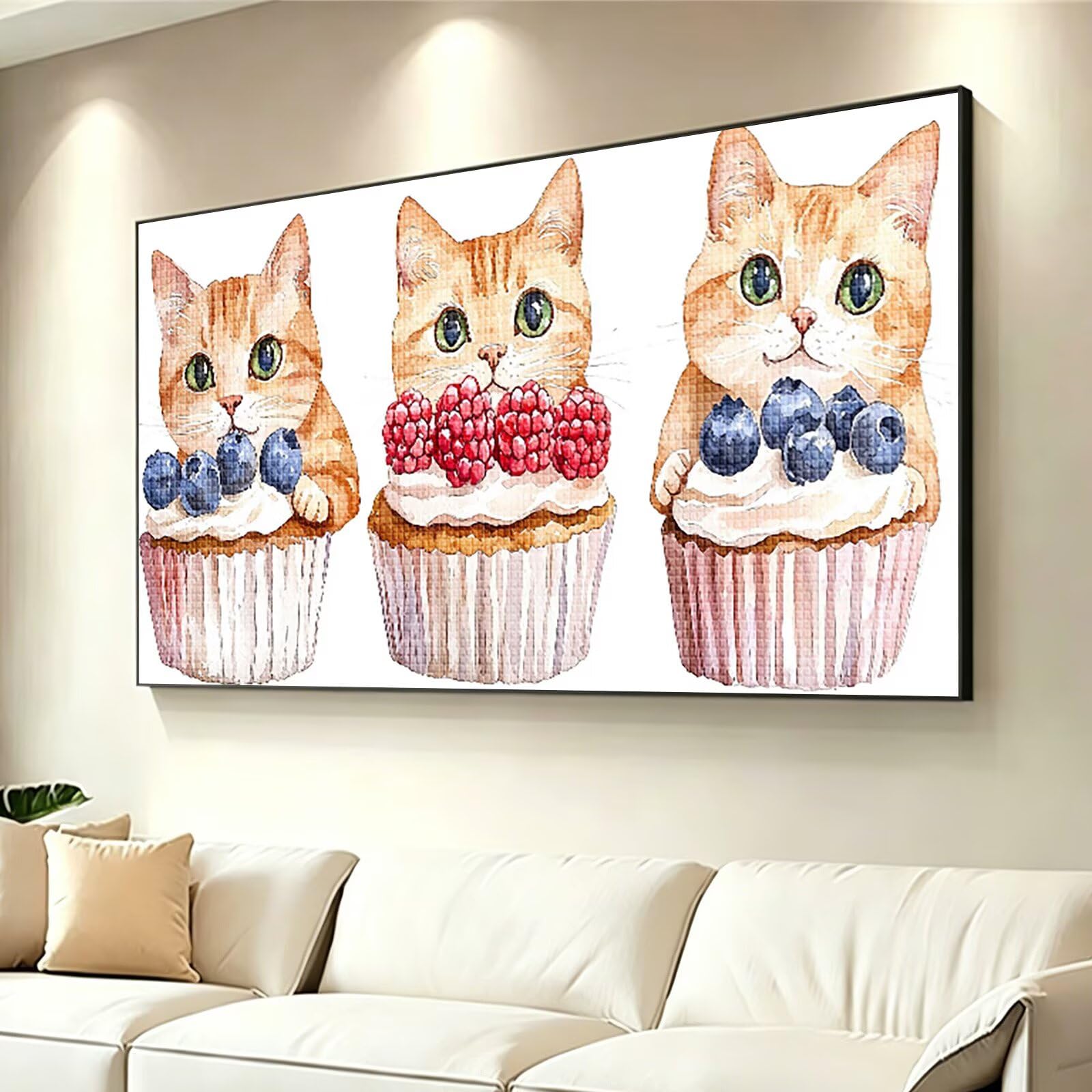 Diamond Painting Adultos Gato Pintura Diamante, Animal Diamond Painting 5D Completo, DIY Cuadrado Bordado Punto de Cruz Cuadros de Diamantes Kit para Decoracion Hogar, Regalo Mujer 200x100cm 0J-546