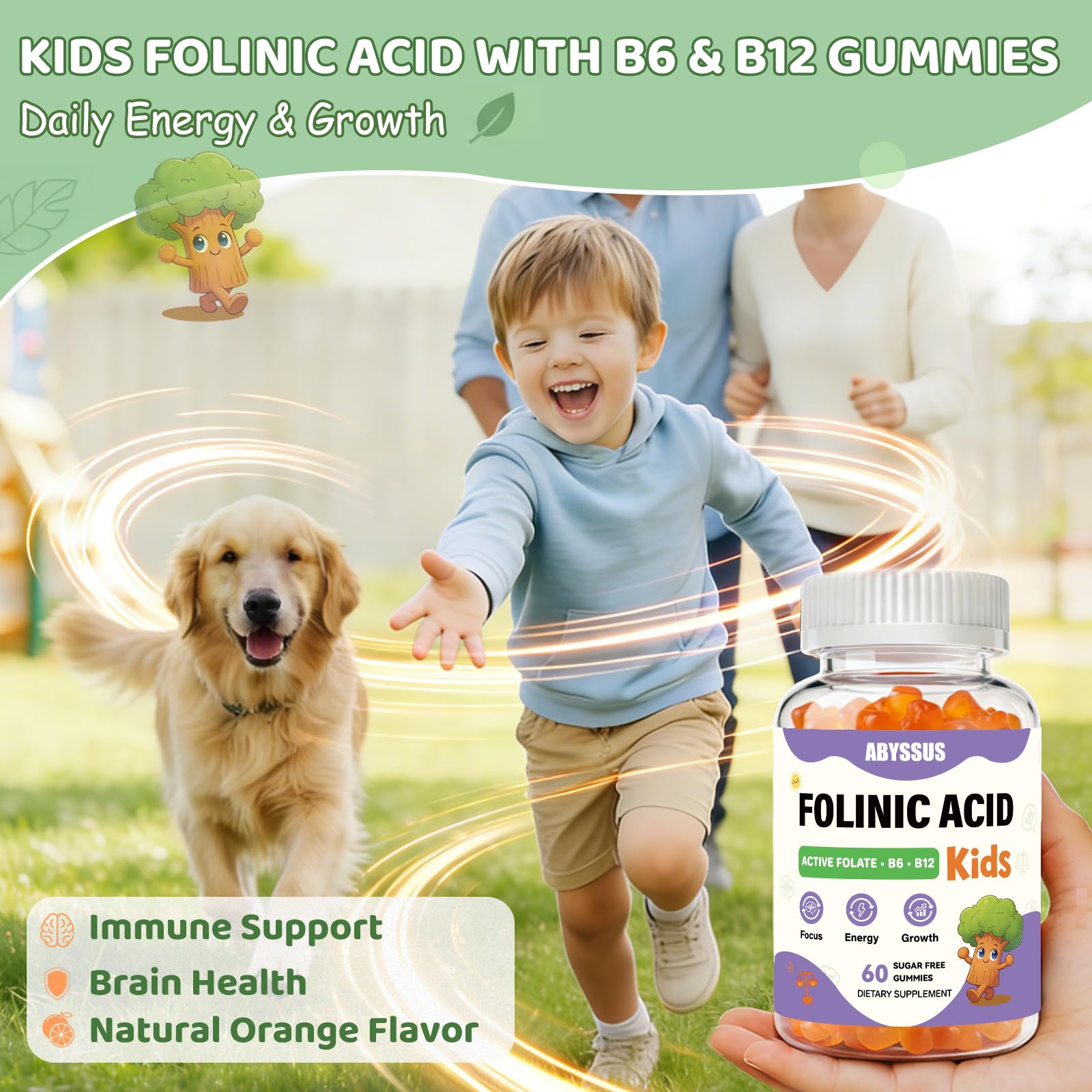 ABYSSUS Kids Folinic Acid Gummies, Active Folate with B6 & B12, Sugar-Free — Amazon image 3