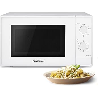 Panasonic NN-E20JWMEBG Microwave Oven with Glass Plate 20 L 800 W Defrost Function 5 Power Levels Timer White 2025 Model
