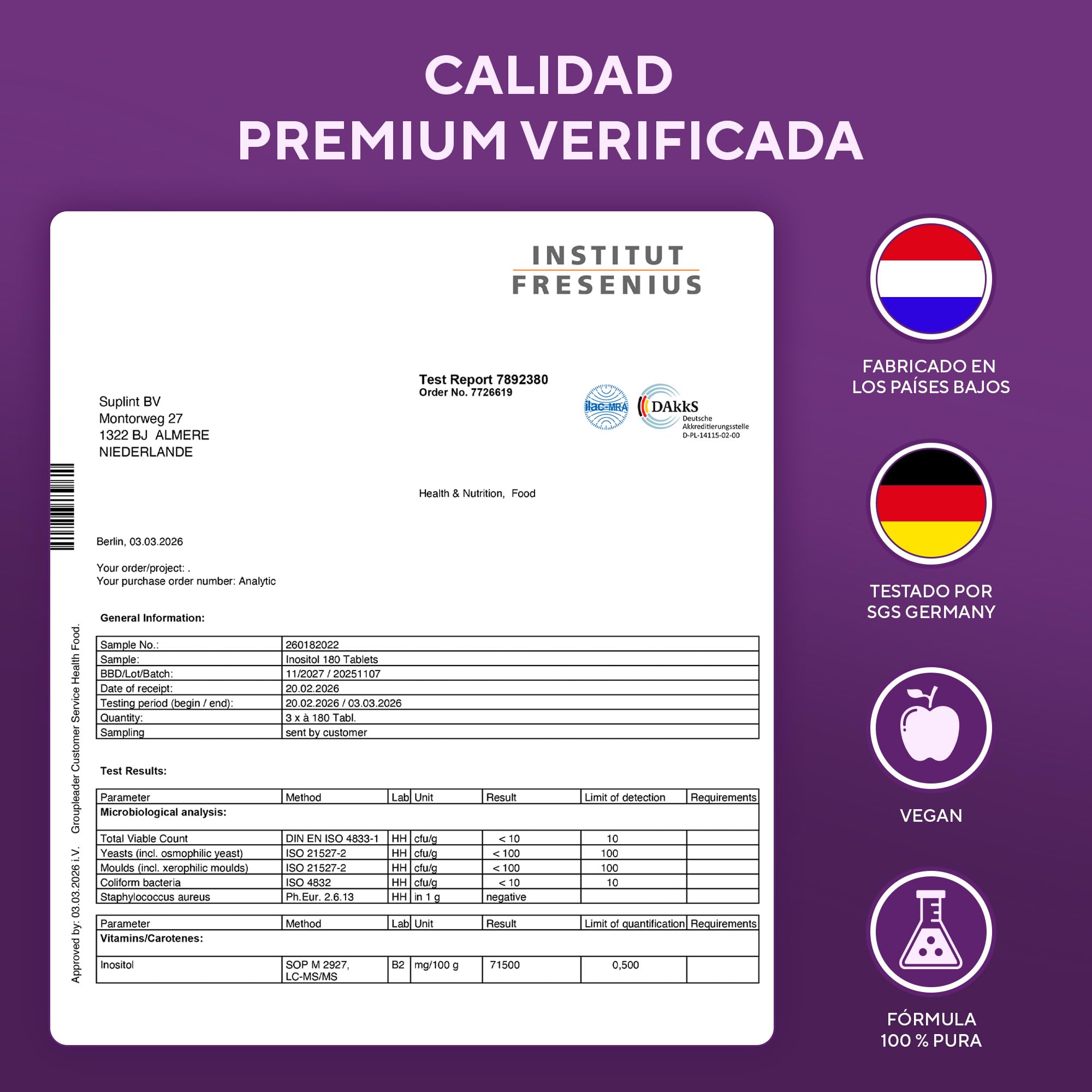 Inositol Myo & D-Chiro (Cápsulas) con Ácido Fólico – 2200 mg por Porción – Apoyo al Ciclo y Equilibrio Hormonal – 180 Cápsulas Veganas – Alta Biodisponibilidad – Suplemento Certificado GMP