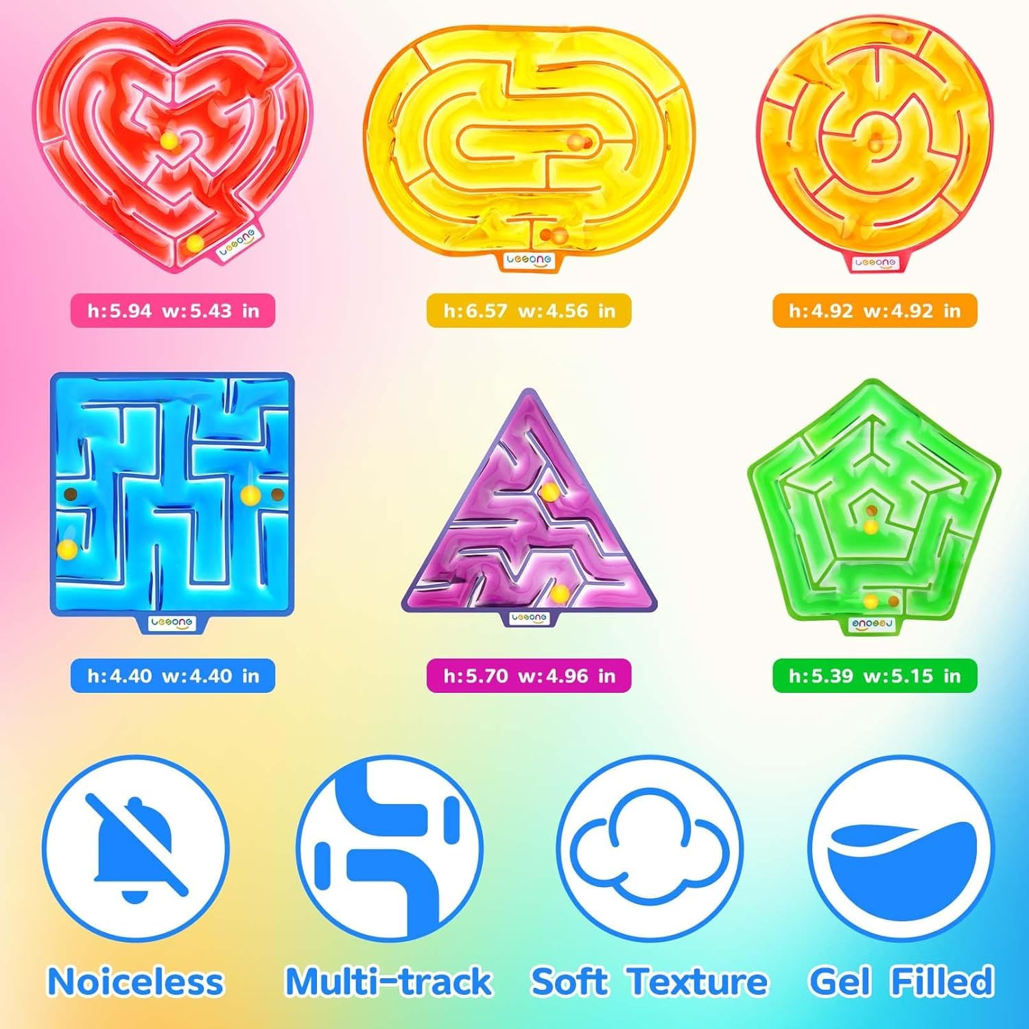 Sensory Fidget Maze Toy for Autism LESONG 6 Pack Sensory Maze Toys Autistic Calming Toys Feeling Toy for Children Kids Gel Filled Squishy Stress Toy for Preschool Special Needs Learning Toys - Image 2