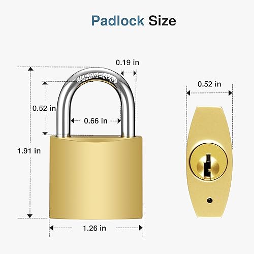 Miniatura 5 de Puroma Paquete de 2 mini candados con llave con llaves, cerradura de casillero de 1.299 in para mochila, equipaje, casillero de gimnasio escolar,