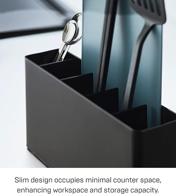 YAMAZAKI Home Tower Slim Kitchen Stand With Slim Depth - Convenient Storage For Cutting Boards & Utensils - Space-Saving Design, Easy To Clean - Steel