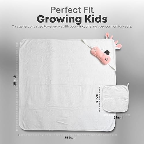 Miniatura 6 de POCASOPA Toalla con capucha con bonito diseño de vaca, rayón hecha de bambú para bebé, ultrasuave, absorbente e hipoalergénica, toalla orgánica