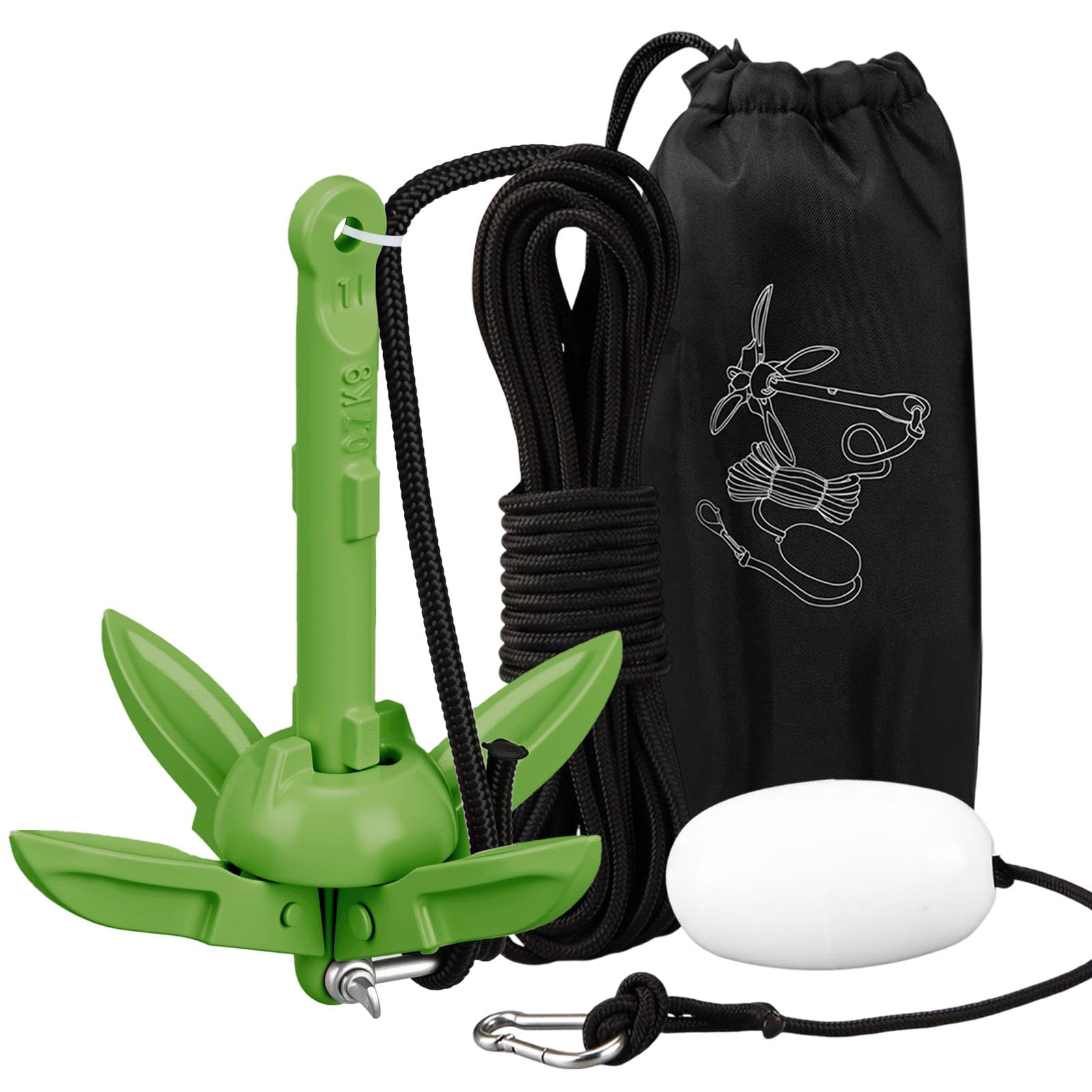 MorningRo Folding Grapnel Anchor Kit, Kayak 40ft Rope