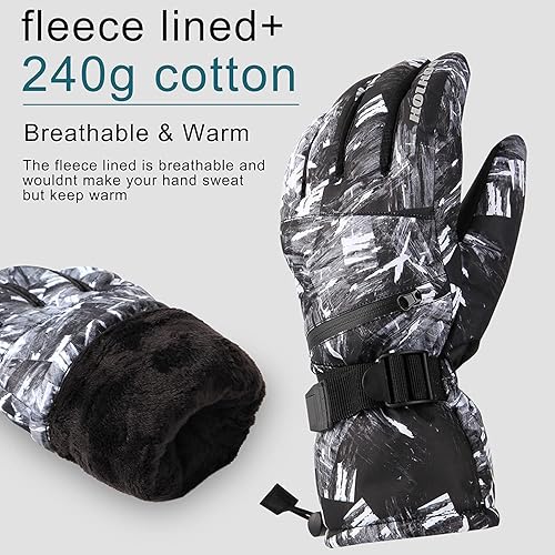 Miniatura 6 de HOIHOO Ski Gloves, Waterproof Snow Gloves -30 Winter Gloves for Cold Weather Touchscreen Snowboard Gloves Warm for Men Women