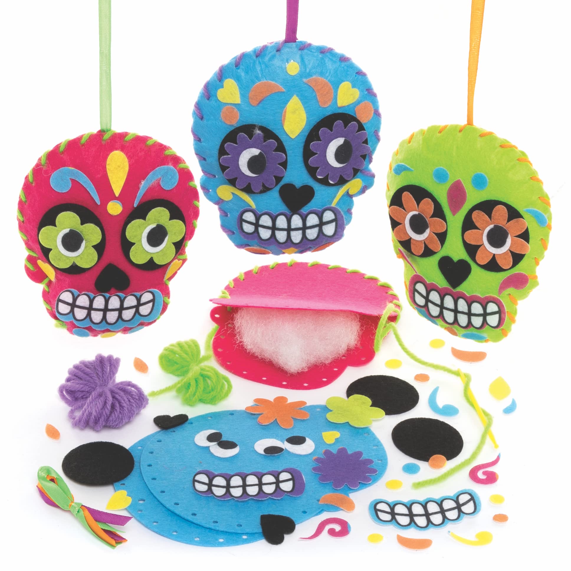 BOOMTOP Halloween Bastelset – 12 Totenkopf-Anhänger Zum Selbstgestalten, Inkl. Aufkleber & Bänder