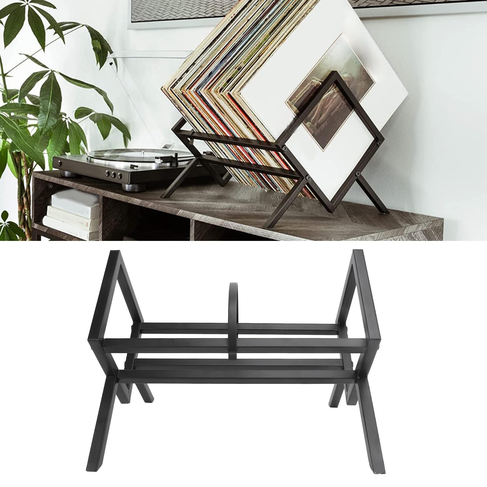 Rack de rangement des albums, disques de la musique d'étagère Affichage de l'organisateur d'étagère Carbon Steel for Music Collection (1 Tier)