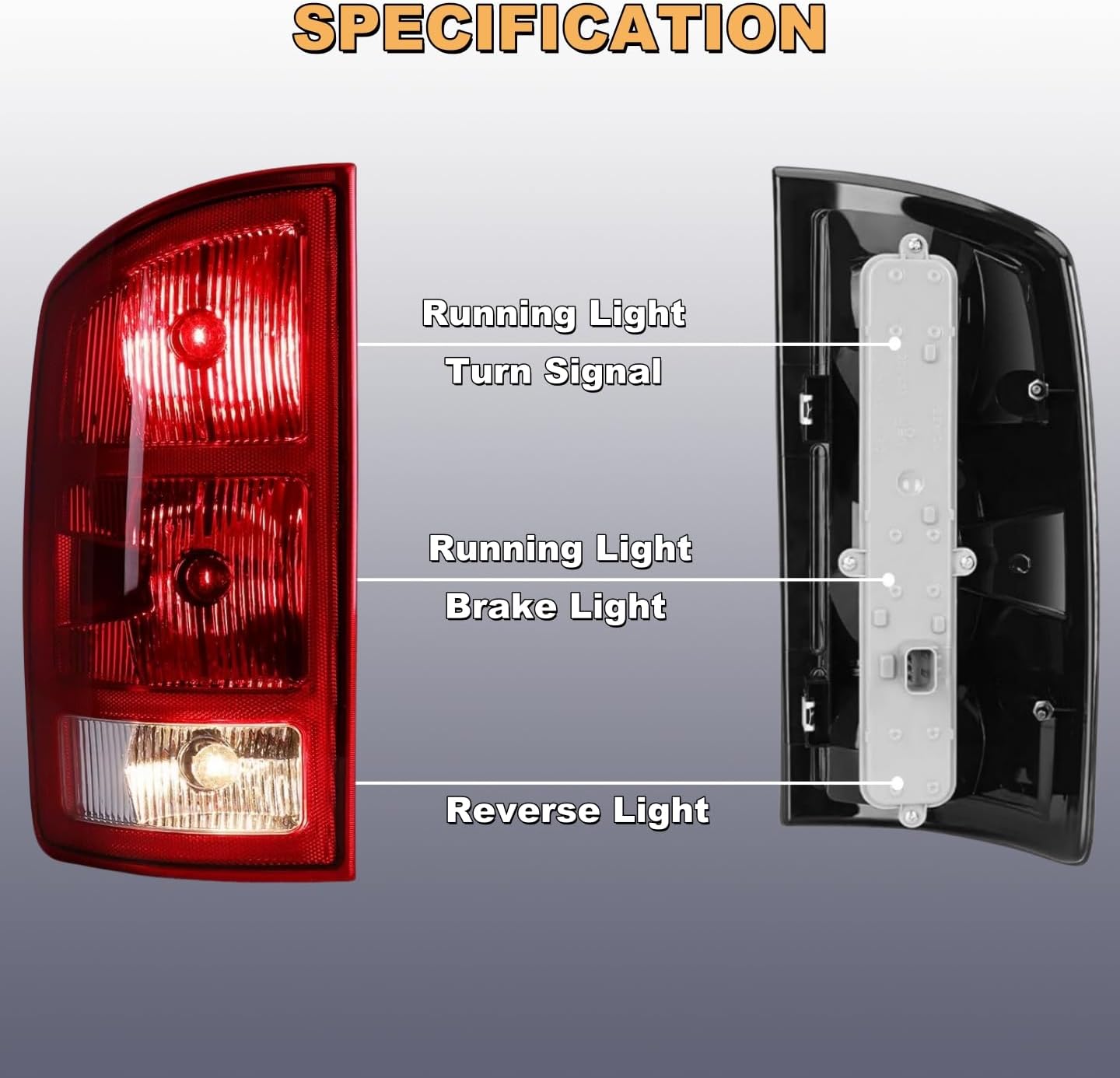 Tail Light Compatible with 2002-2006 Dodge Ram 1500 2500 3500 Pickups rear Brake Lamp with Circuit Boards (OE-Red)