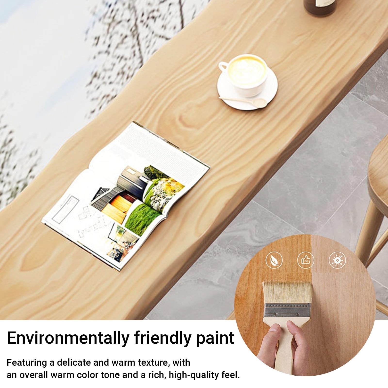 Live Ed Stolik barowy z litego drewna - nowoczesny minimalistyczny stół pubowy do jadalni, kuchni i balkonu (wiśnia, 160 cm / 62.9in) - idealny wąski design dla małych dzieci