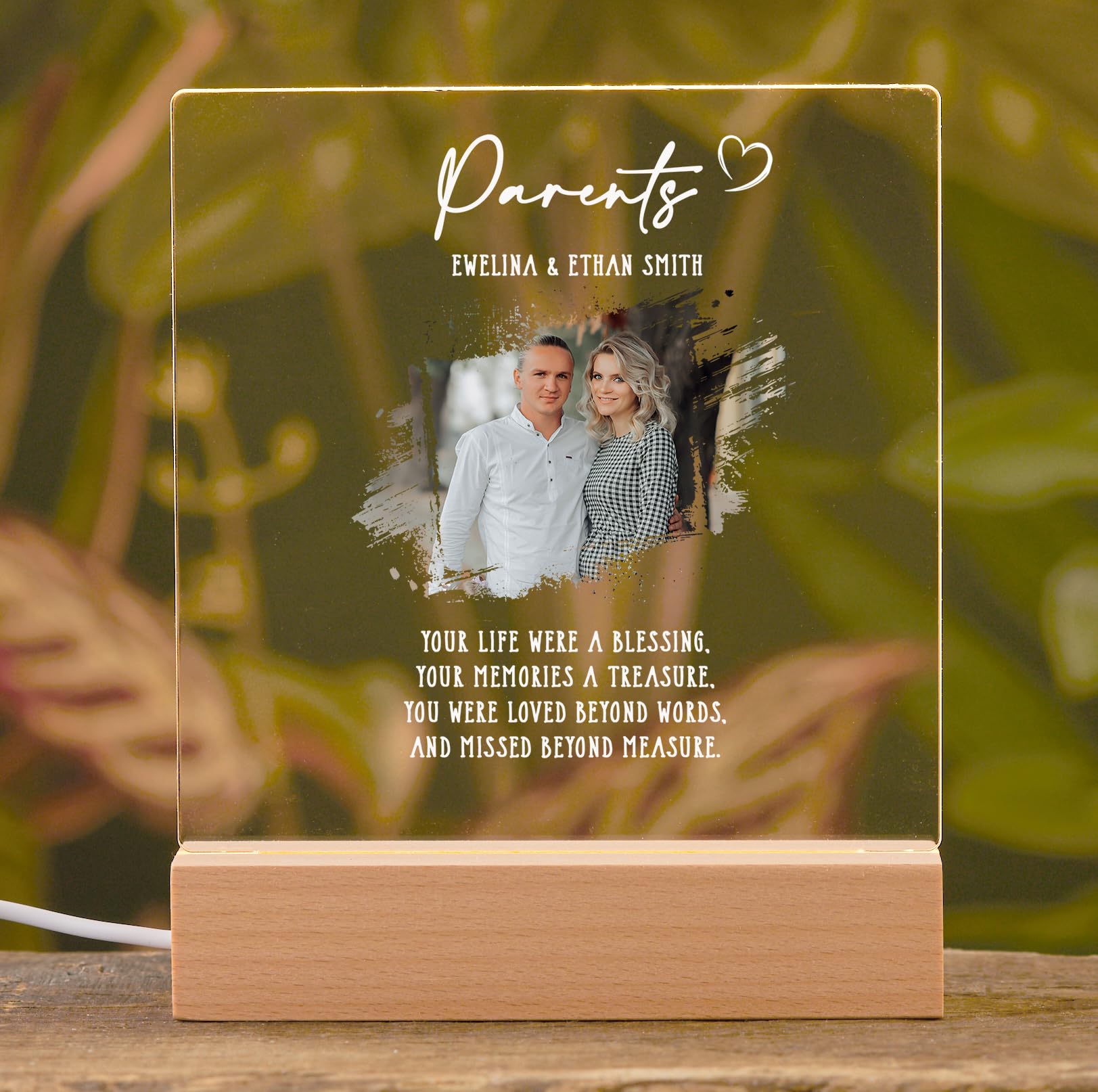 ukgiftstoreonline Personalised Parents Photo Memorial Lamp Night Light Condolence Sympathy Gift