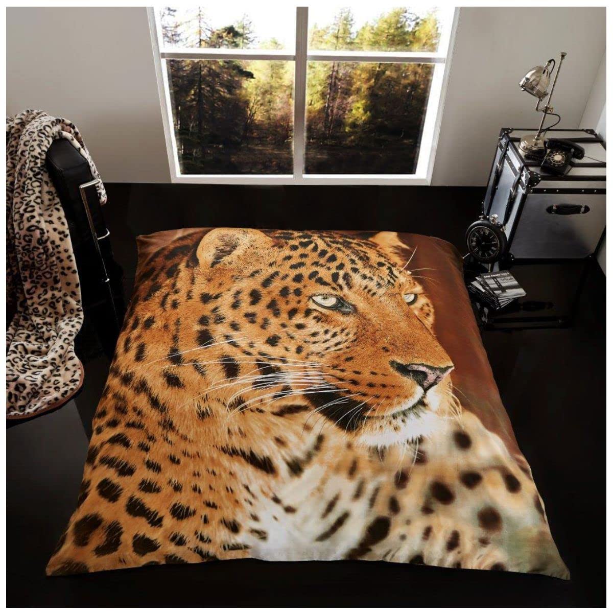 GC GAVENO CAVAILIA 3D Animal Print Soft Fleece Throw, Super Soft Large Faux Fur Throw Warm & Cosy Leopard Double Bed Fleece Blanket, 150x200 CM