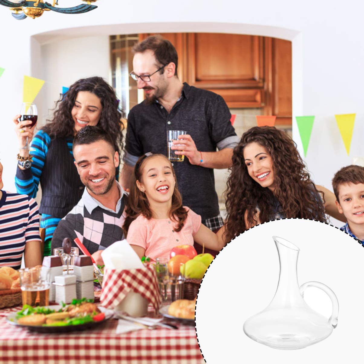 Cabilock 1 Pc Licorera Decantador De Whisky De Vidrio Dispensador De Vino De Cristal Jarra Decantadora De Vino Copas De Vino Regalos Dispensador De Bebidas Medidor De Vino Inflable