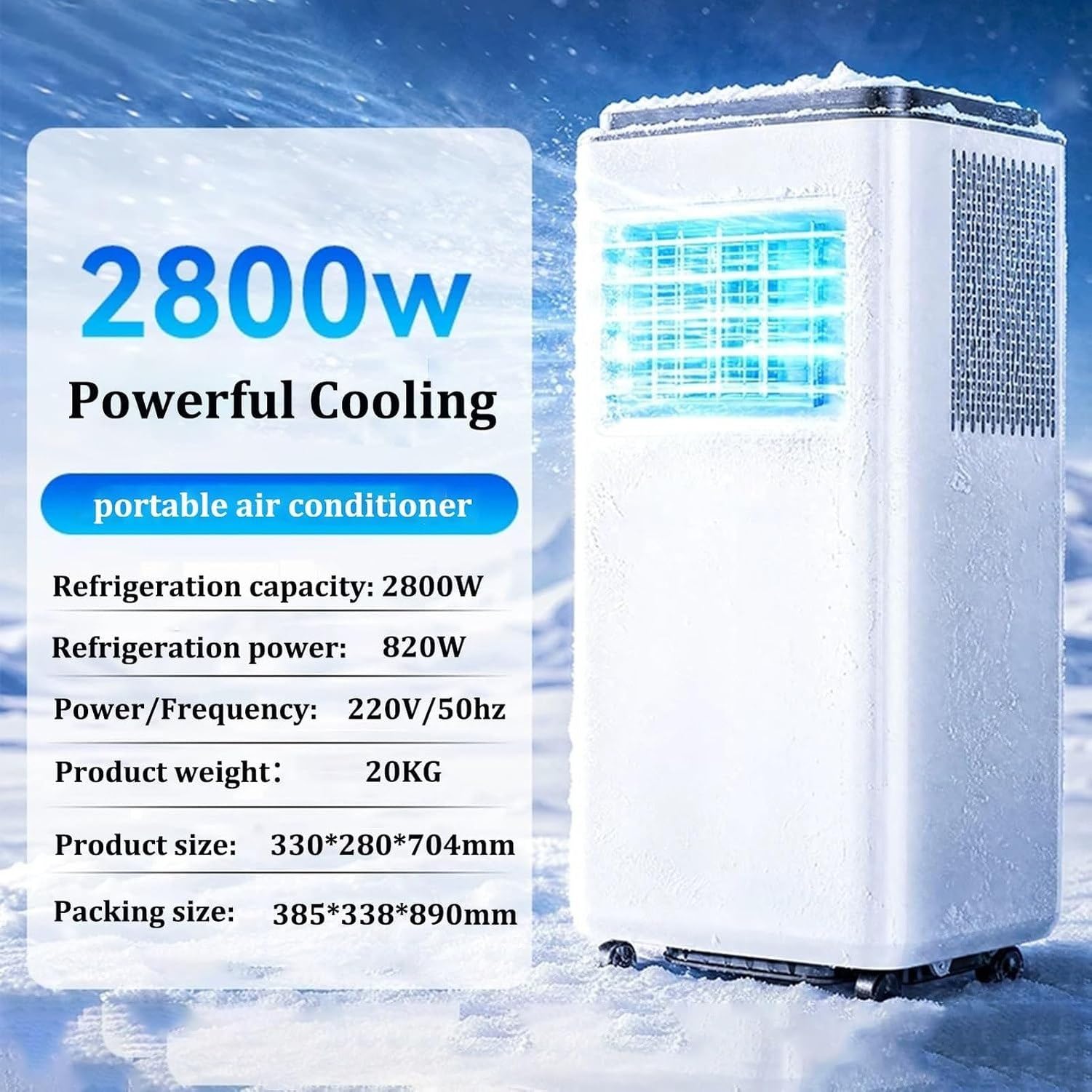 Aire Acondicionado Portátil 3 en 1 10000 BTU Enfriador con Deshumidificador, Temporizador 24H y Mando a Distancia, Función de Refrigeración por Compresor, sin C