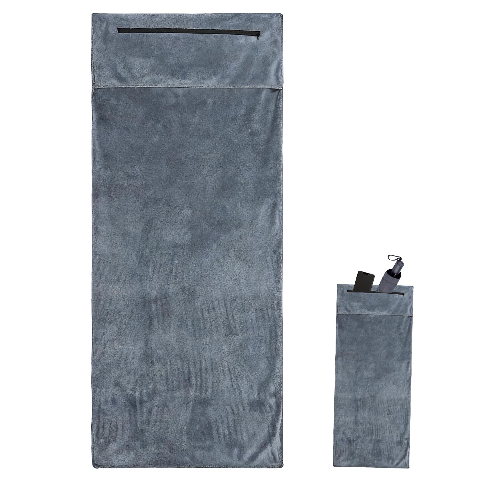 Serviette Microfibre 120x50 Cm – Séchage Rapide – Poche Zippée – Pour Sport, Voyage, Plage Et Gym