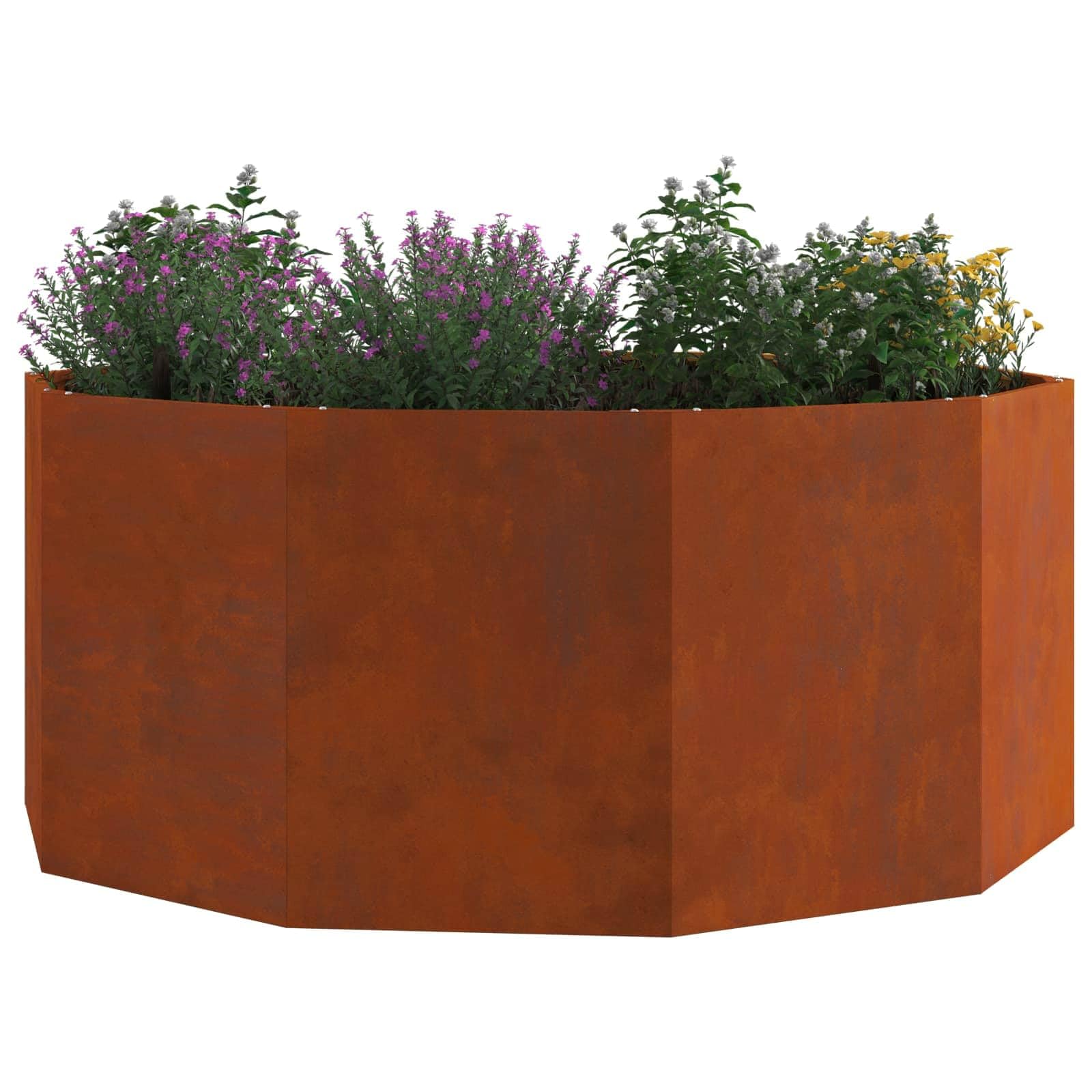 Vaso per piante da 120 x 120 x 50 cm, in acciaio resistente alle intemperie, quadrato, grande fioriera per terrazza, balcone e giardino, effetto ruggine