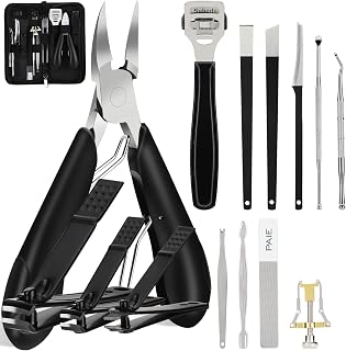 Aceshop Toenail Clippers Set, 15 Pcs Podiatrist Toenail Clippers Professional Toenail Clipper for Ingrown Thick Nails Heavy Duty Stainless Steel Ingrown Toenail Tool Kit for Elderly Men Women (A)