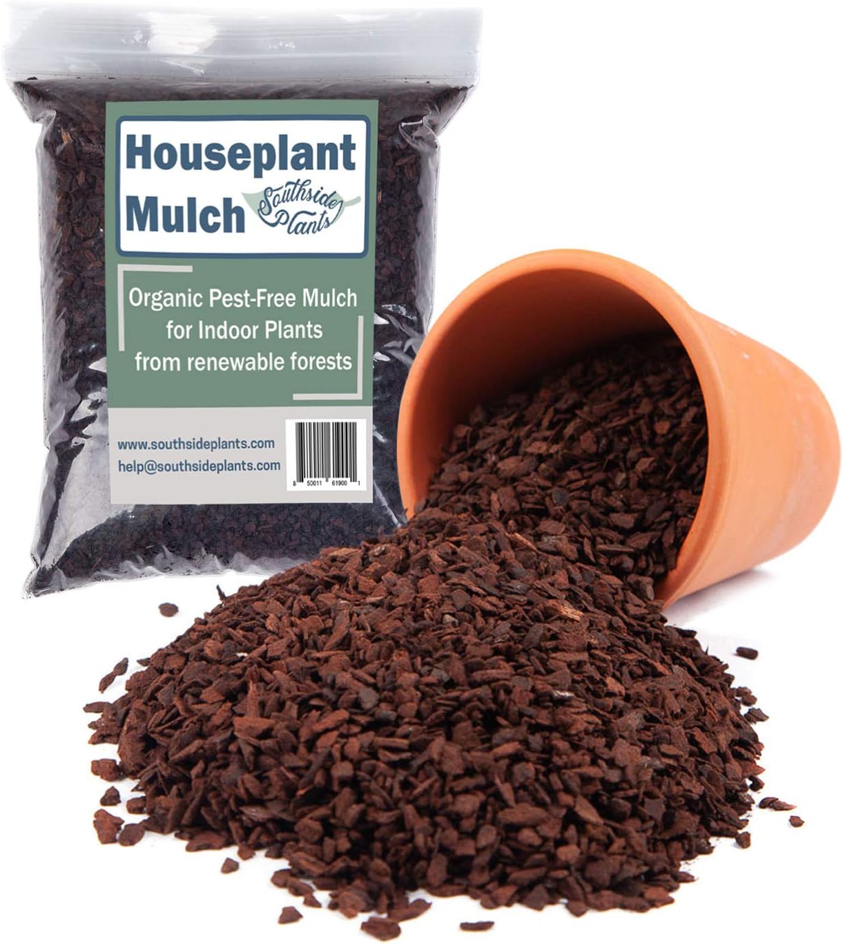 Houseplant Mulch - Very Fine Pine bark Wood Chips for Indoor Plant Soil Covering - 2 quarts