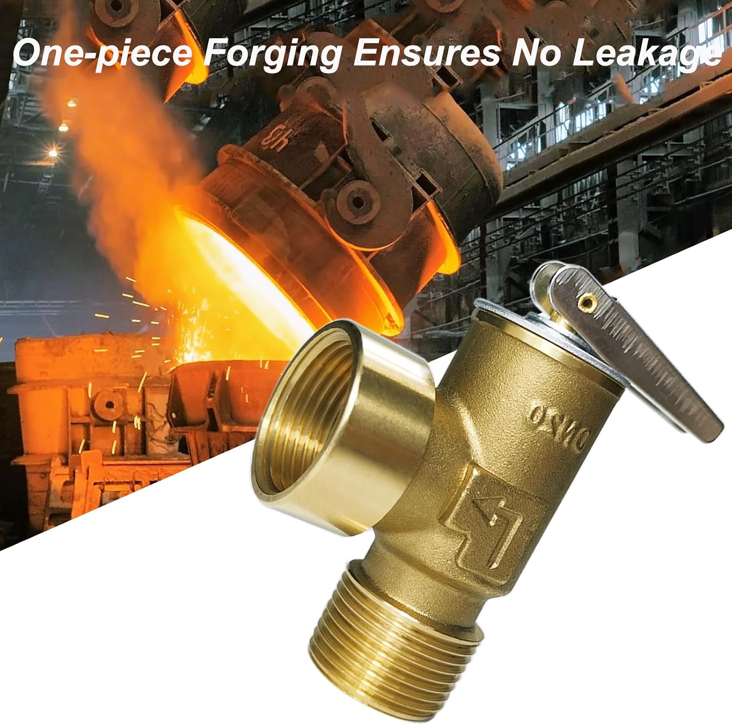 75 PSI Water Heater Pressure Relief Valve, 3/4" NPT Connection, Max Input 510,000 BTU/h, Thickened Brass Body with Stainless Steel Spring Pressure Release Valve, Use for Cold & Hot Water System