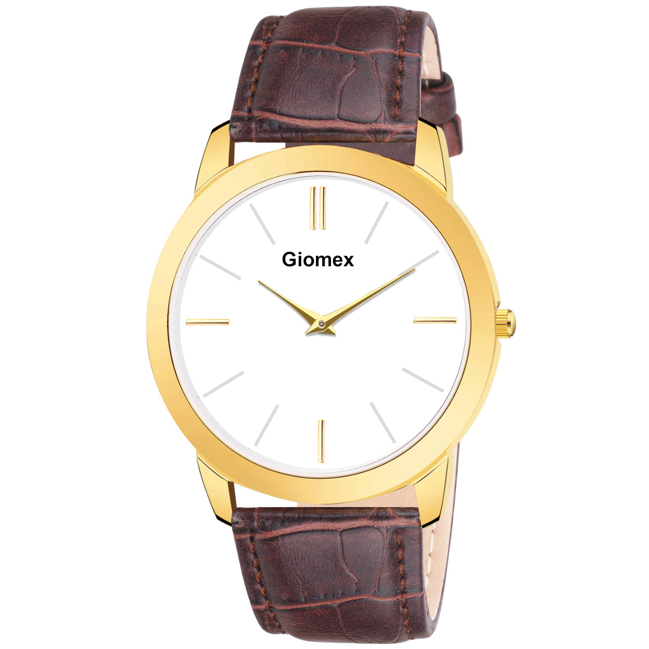 Giomex Mens Watch Stainless Steel White Dial with Brown Leather Strap Business Casual Minimalists Water Resistant Quartz Analog Wrist Watch for Men (B0CY5HJS77) Amazon Price History, Amazon Price Tracker