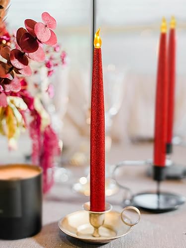 Vista 38 de Furora Lighting - Velas largas LED sin llama, para ventana, a pilas, velas eléctricas con función de temporizador de 6 horas Oro 11.5