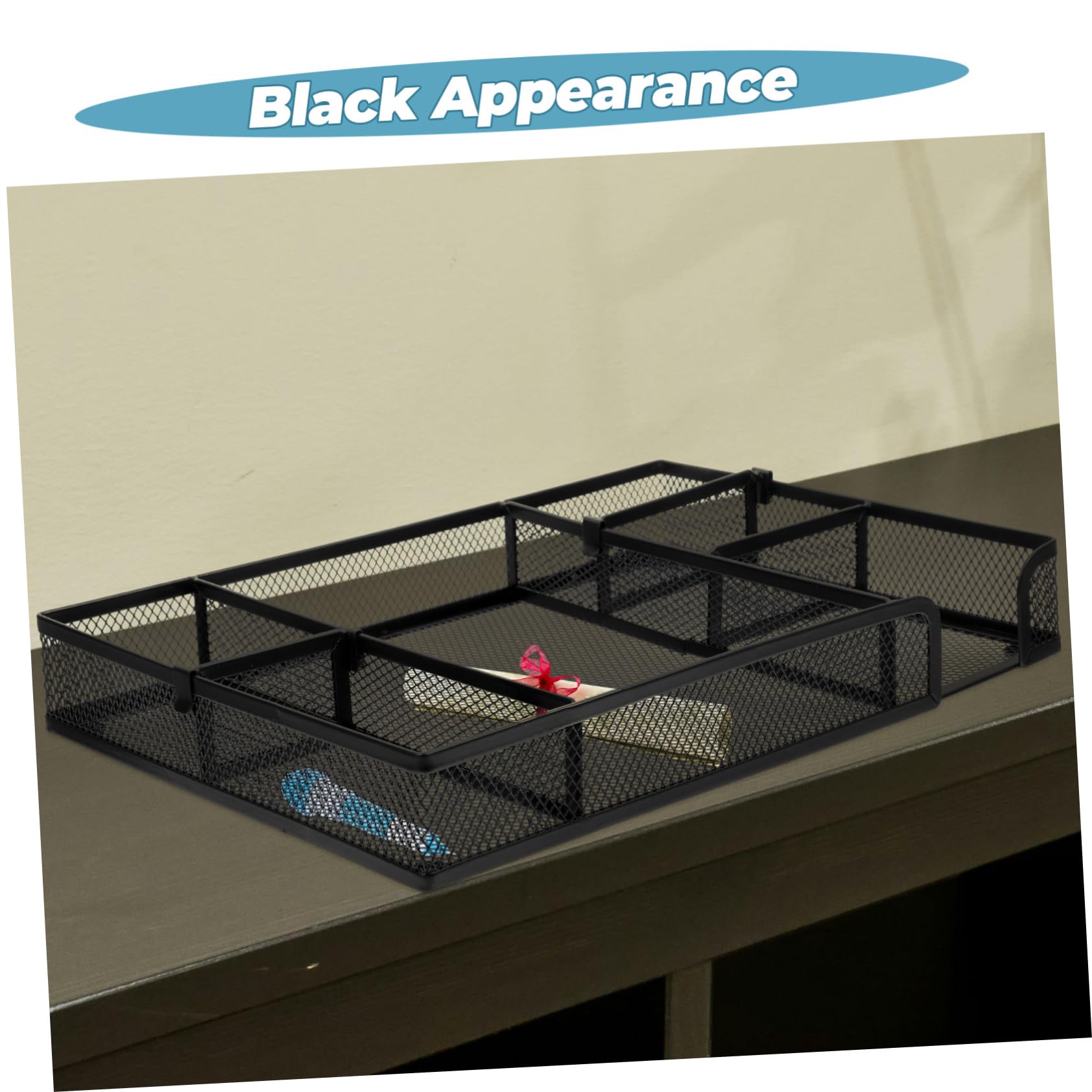 PLAFOPE Organizador 6 de Escritorio Negro de Metal Cajones Compartimentos