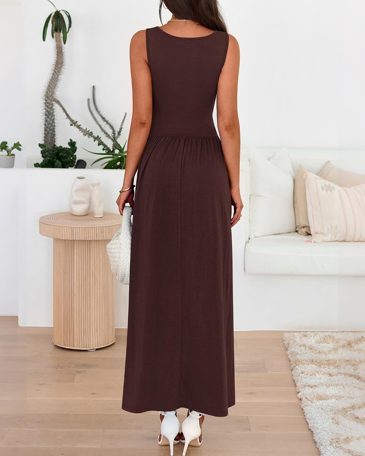 BTFBM Summer Maxi Dresses for Women 2026 Spring Sleeveless Casual Ruched High Waisted Long Sundress Flowy Beach Dress thumbnail
