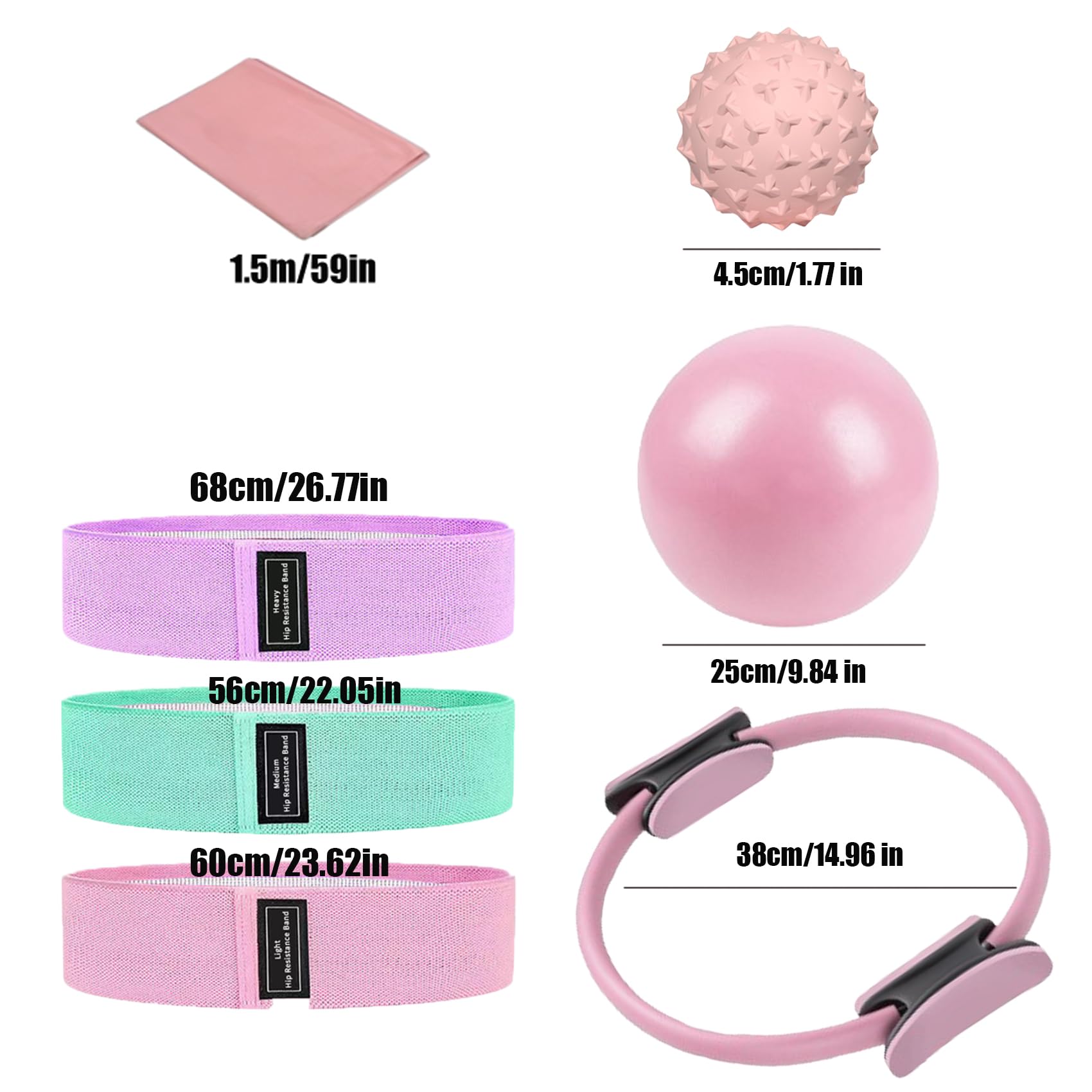 Pilates Essentials Kit for Women, Pilates Equipment, for Home Workouts with Ring and Ball Set, 3pcs Booty Bands, Yoga Bands for Stretching, Fascia Ball, Yoga Socks