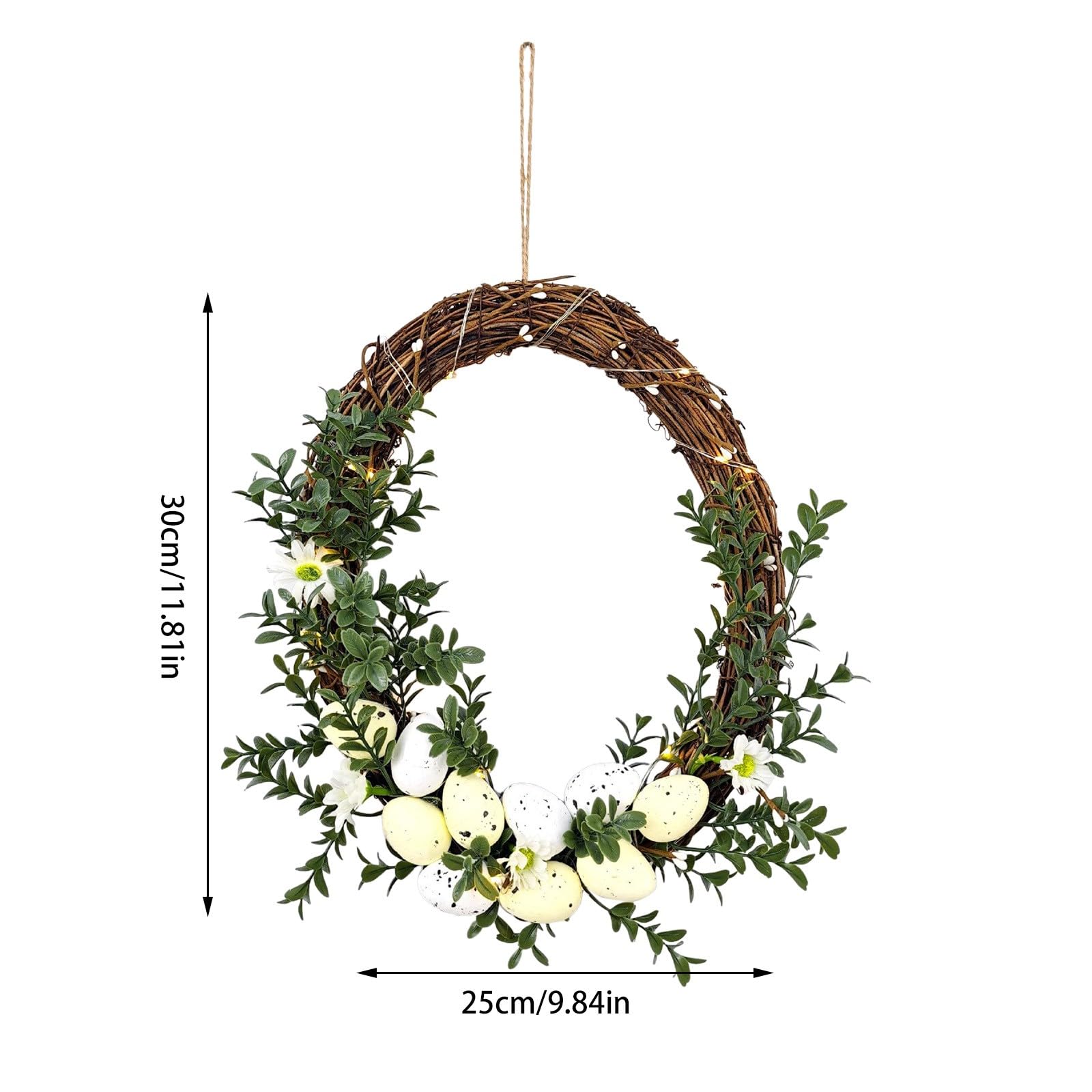 Ghirlanda Decorativa, Ghirlanda Pasquale, Ghirlanda Primaverile Extra Large, Ghirlanda Fiori, Decorazione Appendere alla Porta, Combinazione Legno Naturale e Fiori Che Danno Una Sensazione