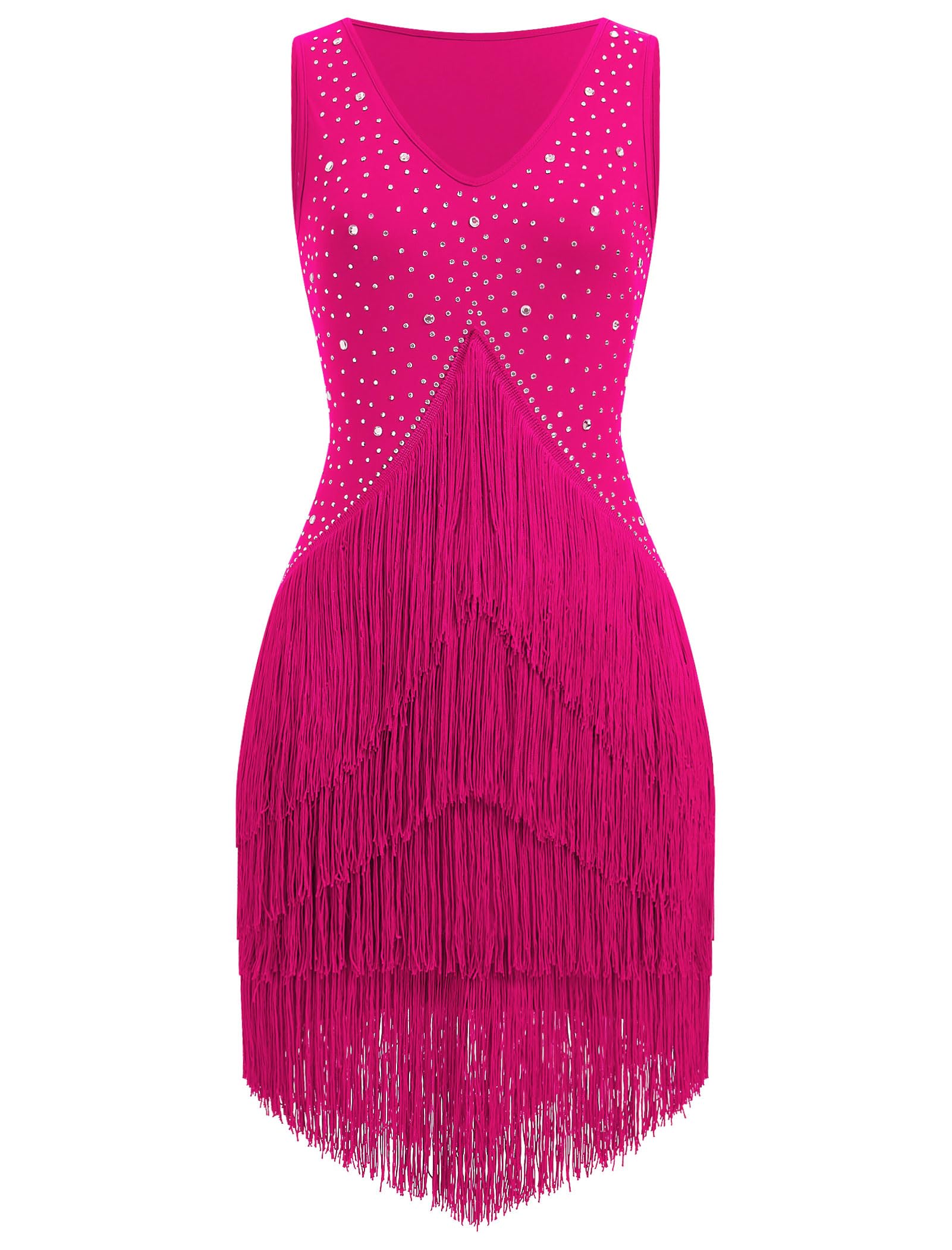 Rhinestones Fringe Tassel Latin Dance Dress for Women Competition Ballroom Dance Costumes Tango Salsa Flapper Dresses