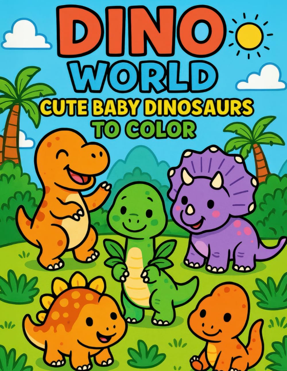 Cute Baby Dinosaurs Coloring Book | 45 Adorable Dino Coloring Pages for Kids