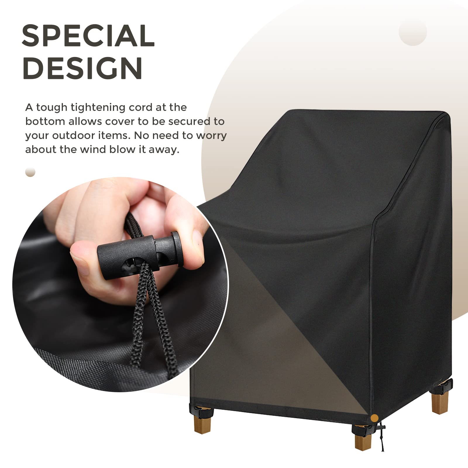 Housse De Chaise De Jardin Pour 6 Chaises - Tissu Oxford 420 PU Imperméable 114 X 85 X 65 Cm