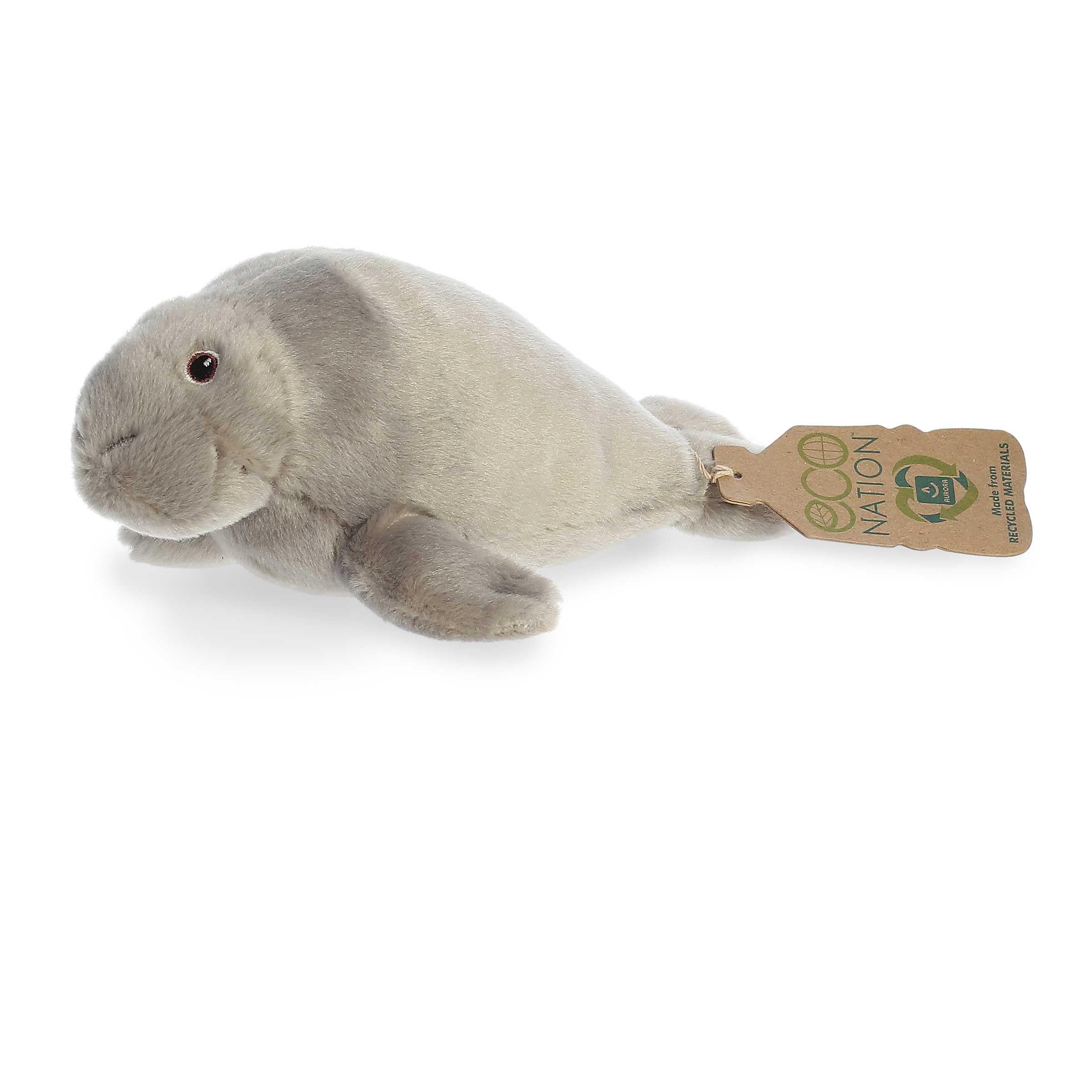 Aurora(r) Responsibly Made Eco Nation(tm) Eco Softies(tm) Manatee Stuffed Animal - Ideal for Playtime Adventures - Perfect for Birthdays or Just Because - Grey 8 Inches