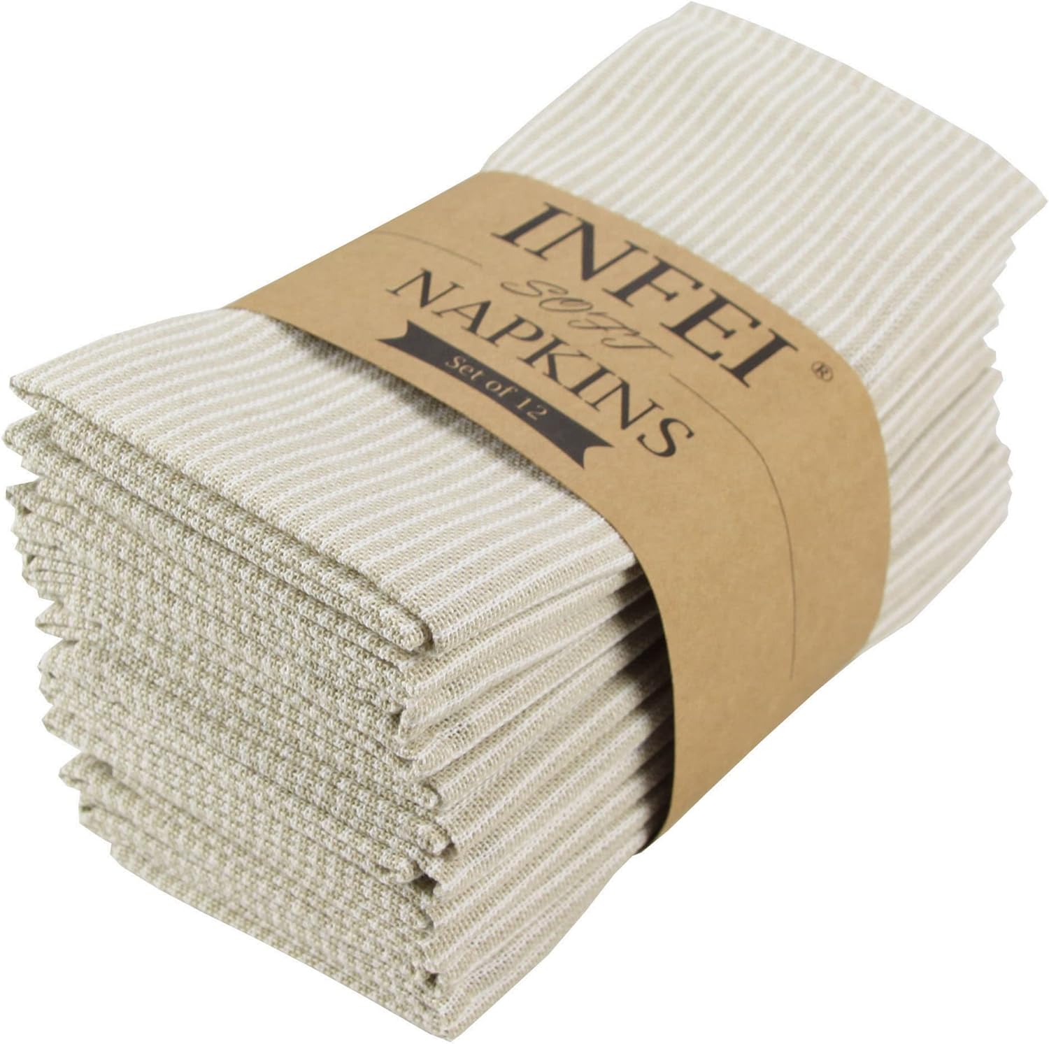 Servilletas de Tela de Algodón y Lino Rayas Set de 12