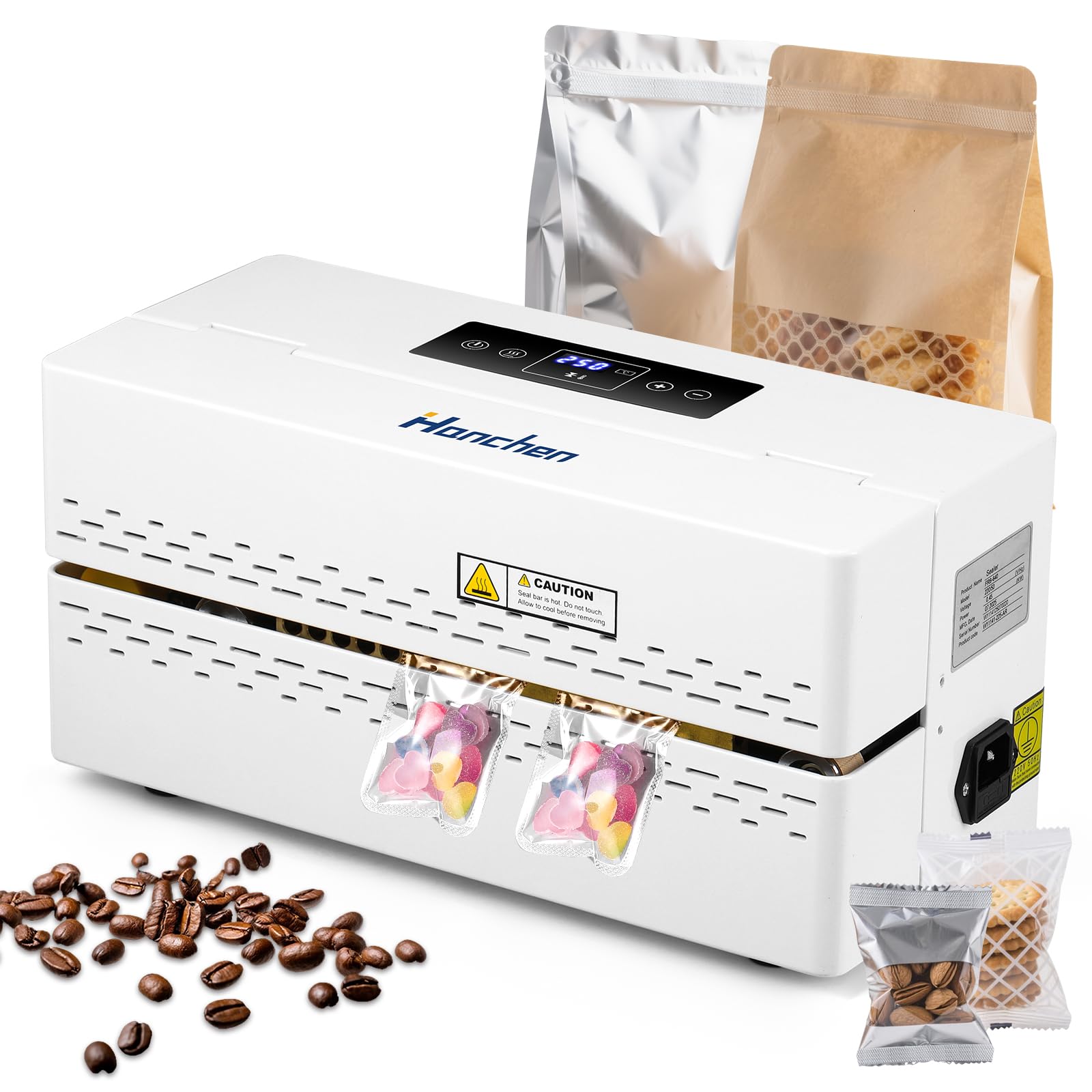 FHRKA 400W Automatic Heat Sealer Machine 7m/min Continuous Band Sealer Automatic plastic bag heat sealing machine, Foil Bag and Kraft Paper Bag