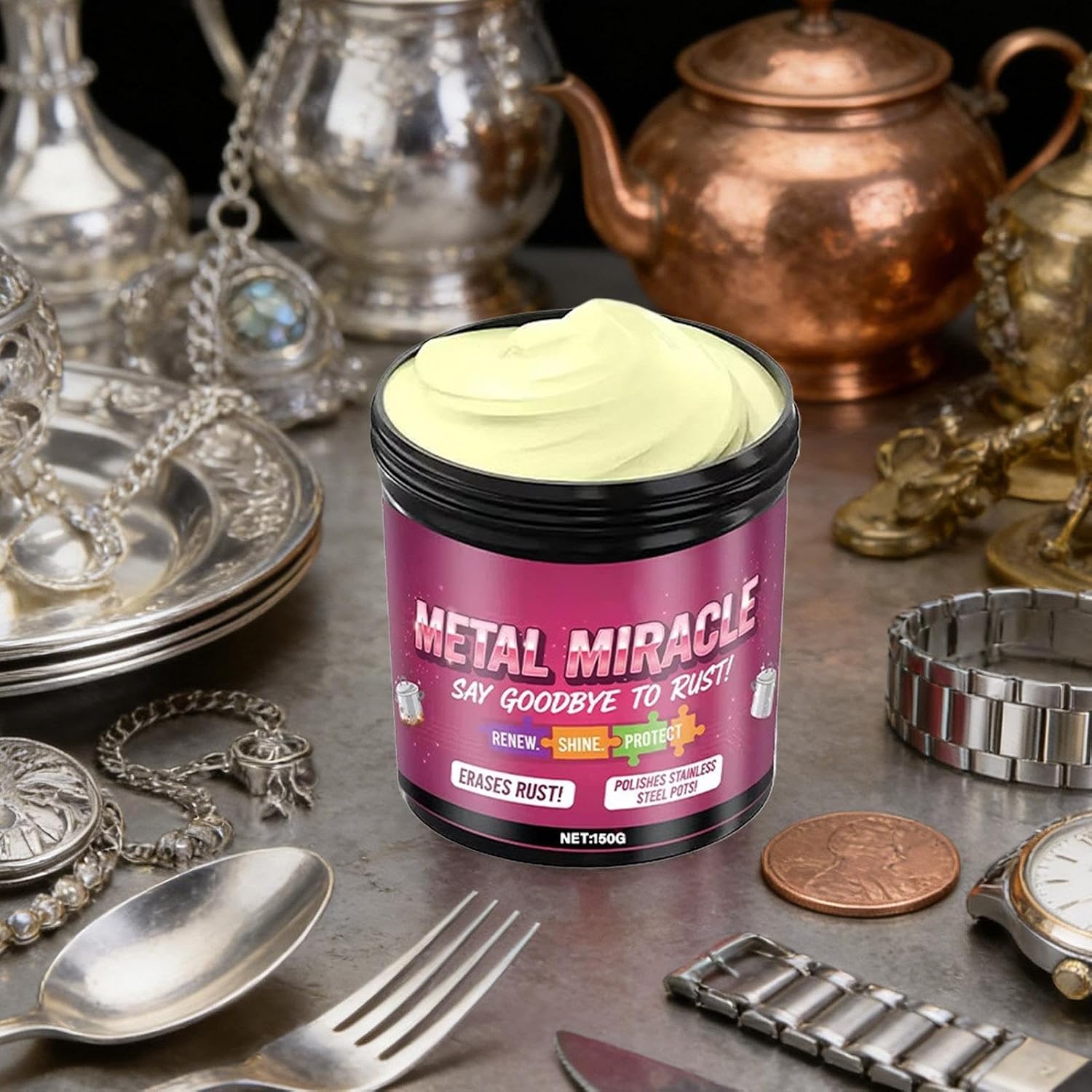 Aluminum Cleaning Paste, Stain Removal Cream, Brass Copper Cleaner, Kitchen Cookware Polishing Compound Heavy Duty Shine Restore System Kit, for Copper Pan Cookware Kitchenware Restaurant Cleaning Use