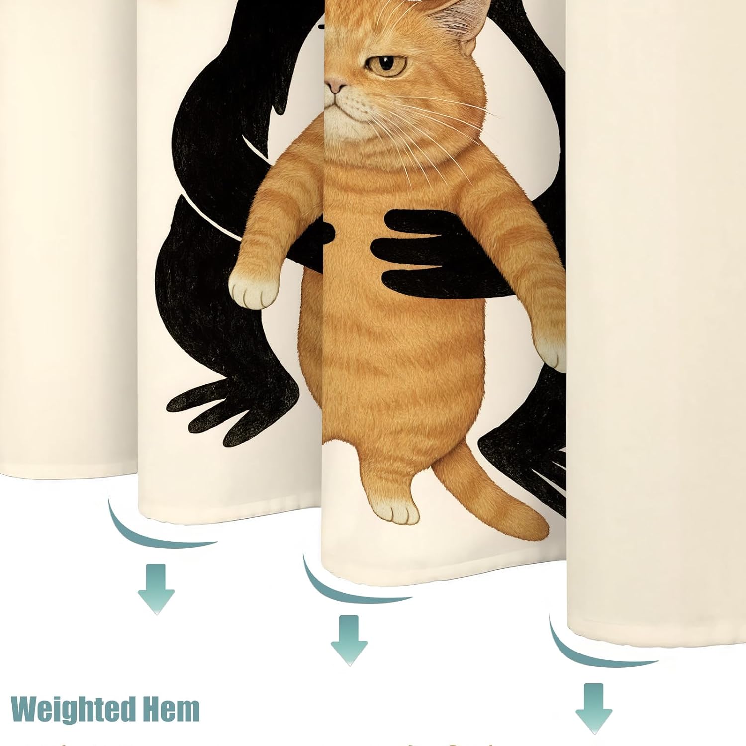 Japanese Cats Shower Curtain Set Artistic Feline Design Waterproof Bathroom Shower Curtain Elegant Animal Print Modern Home Decor 72x72 Inch