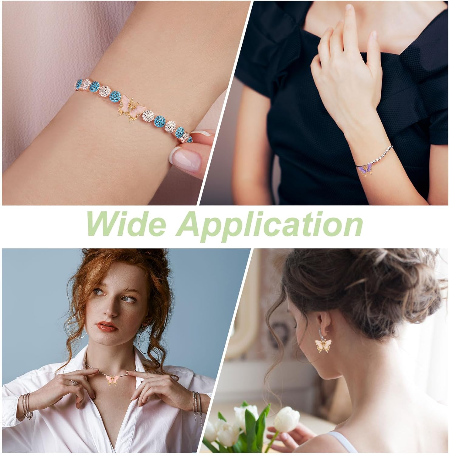 uxcell Mini Butterfly Charm Metal Gold Plated Butterfly Pendant with Diamond for Jewelry Making DIY Bracelet Necklace Earring Phone Accessories Keychain - Image 6