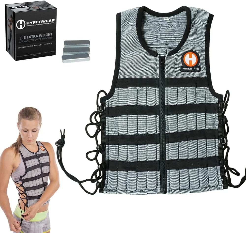 - Hyperwear Hyper Vest PRO Adjustable Weighted Vest for Men and Women — Running, Walking, HIIT, Bone Density & Osteoporosis Exercise — No-Bounce Steel Micro-Weights, Slim Fit, Up to 40 lbs