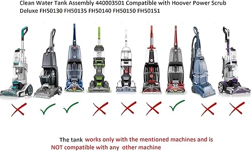 Miniatura 7 de Conjunto de tanque de agua limpia 440003501 compatible con Hoover Power Scrub Deluxe FH50130 FH50135 FH50140 FH50150 FH50151 FH50152 FH50153